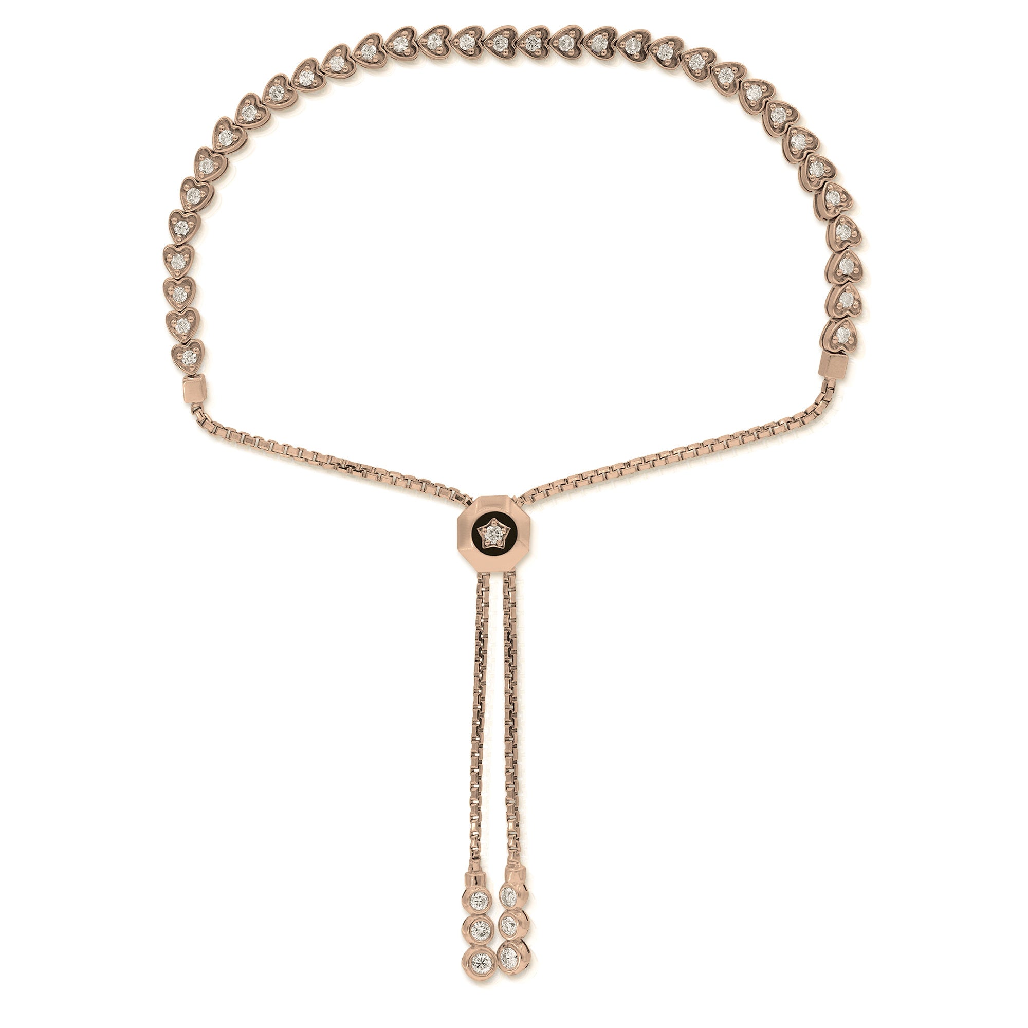 0.74 ct. Diamond 18K Rose Gold Heart Bolo Bracelet