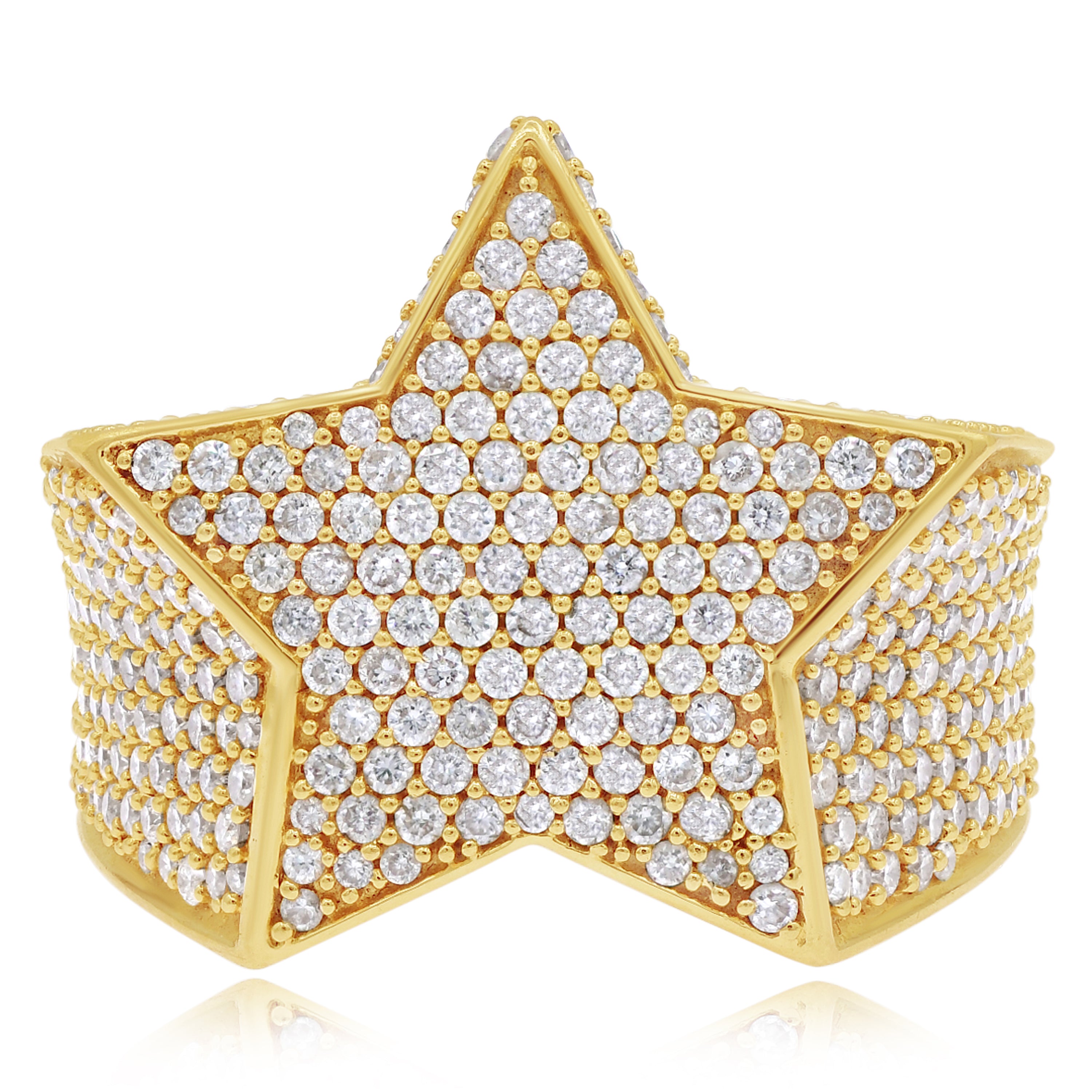 5.4 ct. Diamond 18K Yellow Gold Star Men's Ring