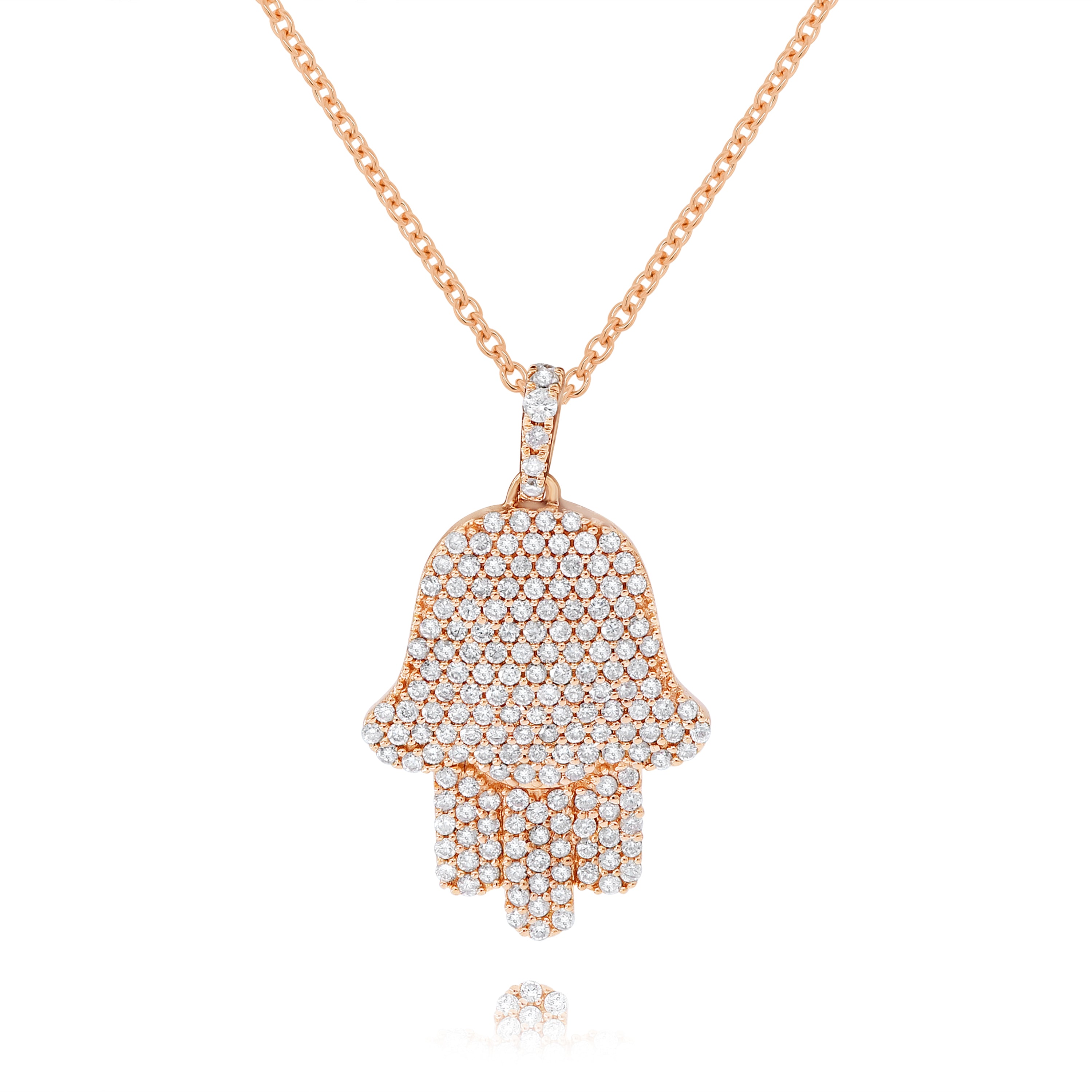 2.21 ct. Diamond 18K Rose Gold Hamsa Pendant