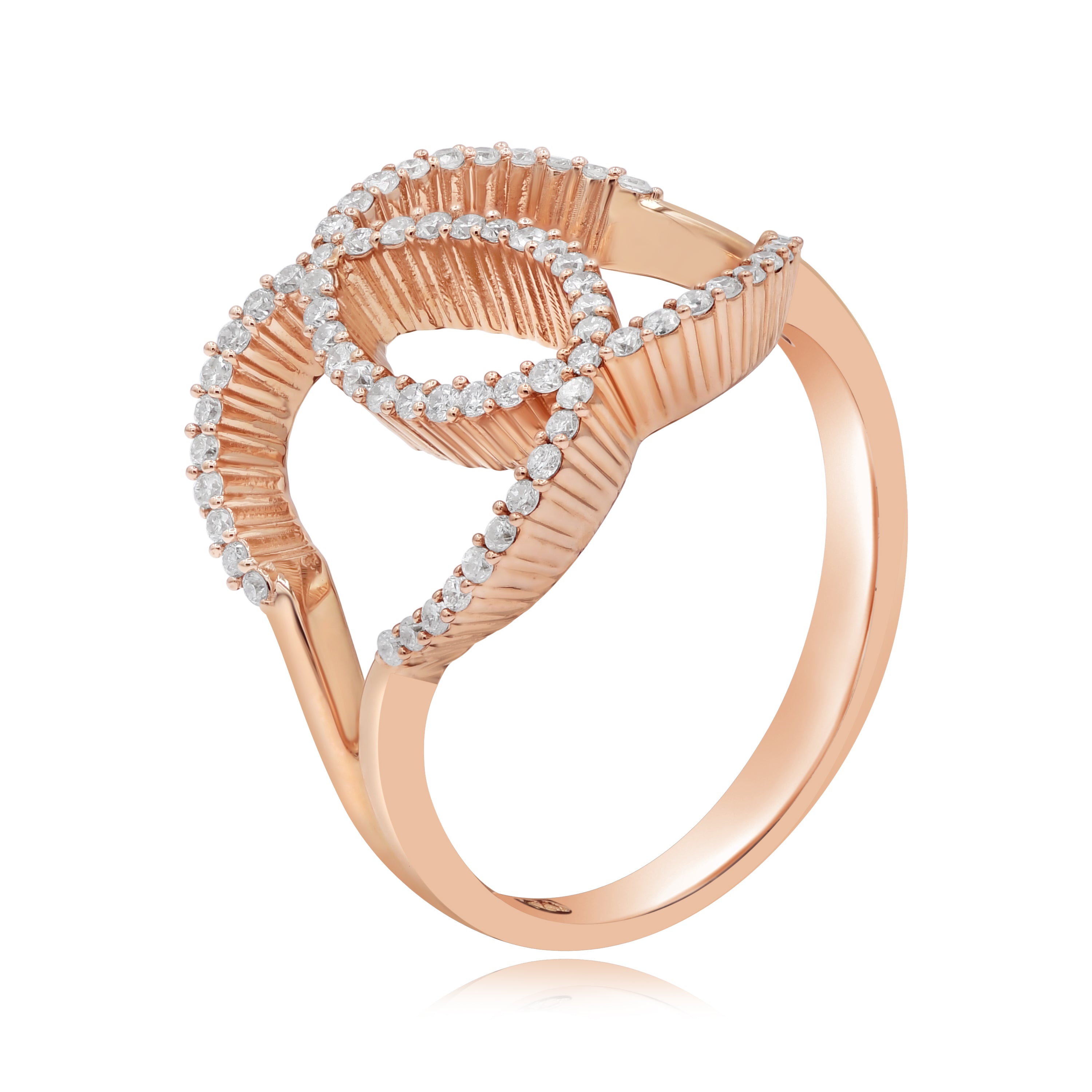 18K Rose Gold Interlocking Pave Diamond Loop Ring