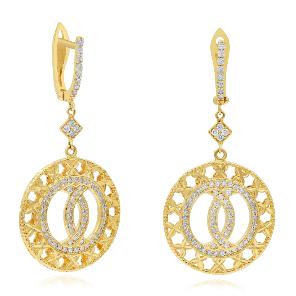 0.72 ct. Diamond 18K Yellow Gold Earrings