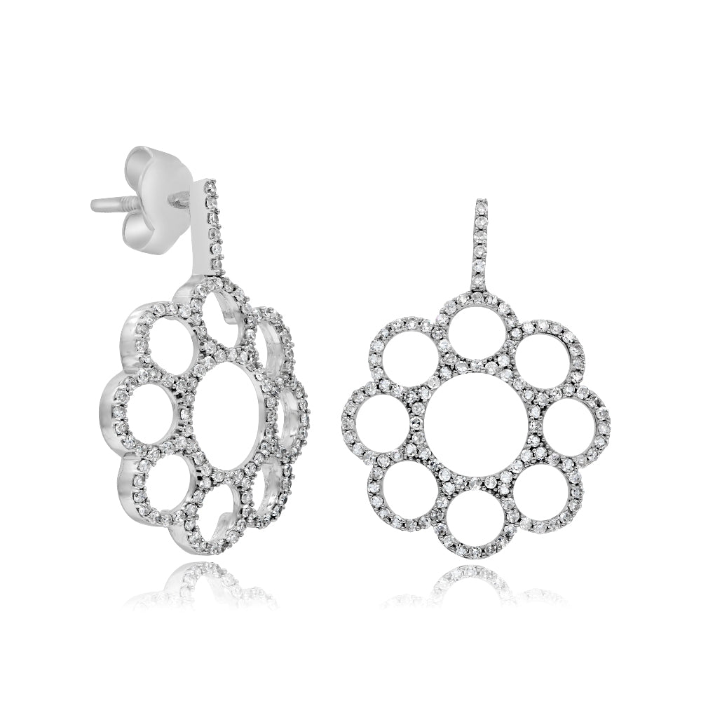 0.65 ct. Diamond 14K White Gold Flower Earrings