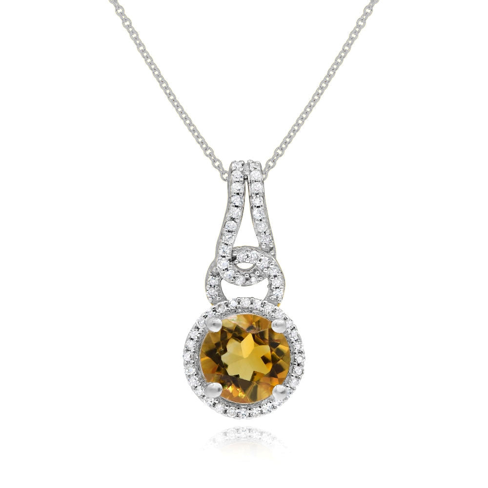 0.83 ct. Yellow Citrine & 0.14 ct. Diamond 14K Yellow Gold Pendant