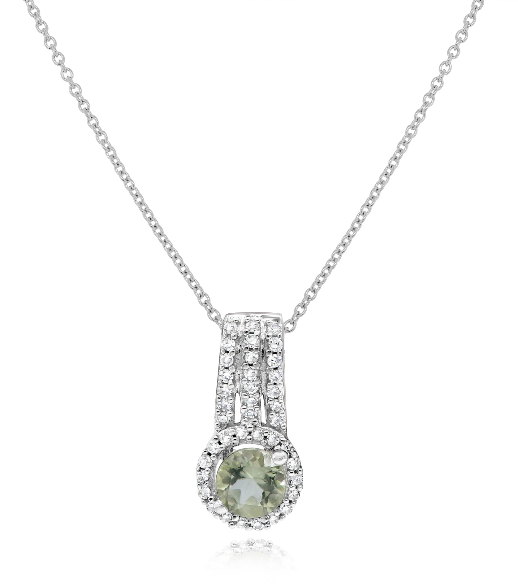 0.21 ct. Lemon Quartz & 0.11 ct. Diamond 14K White Gold Pendant