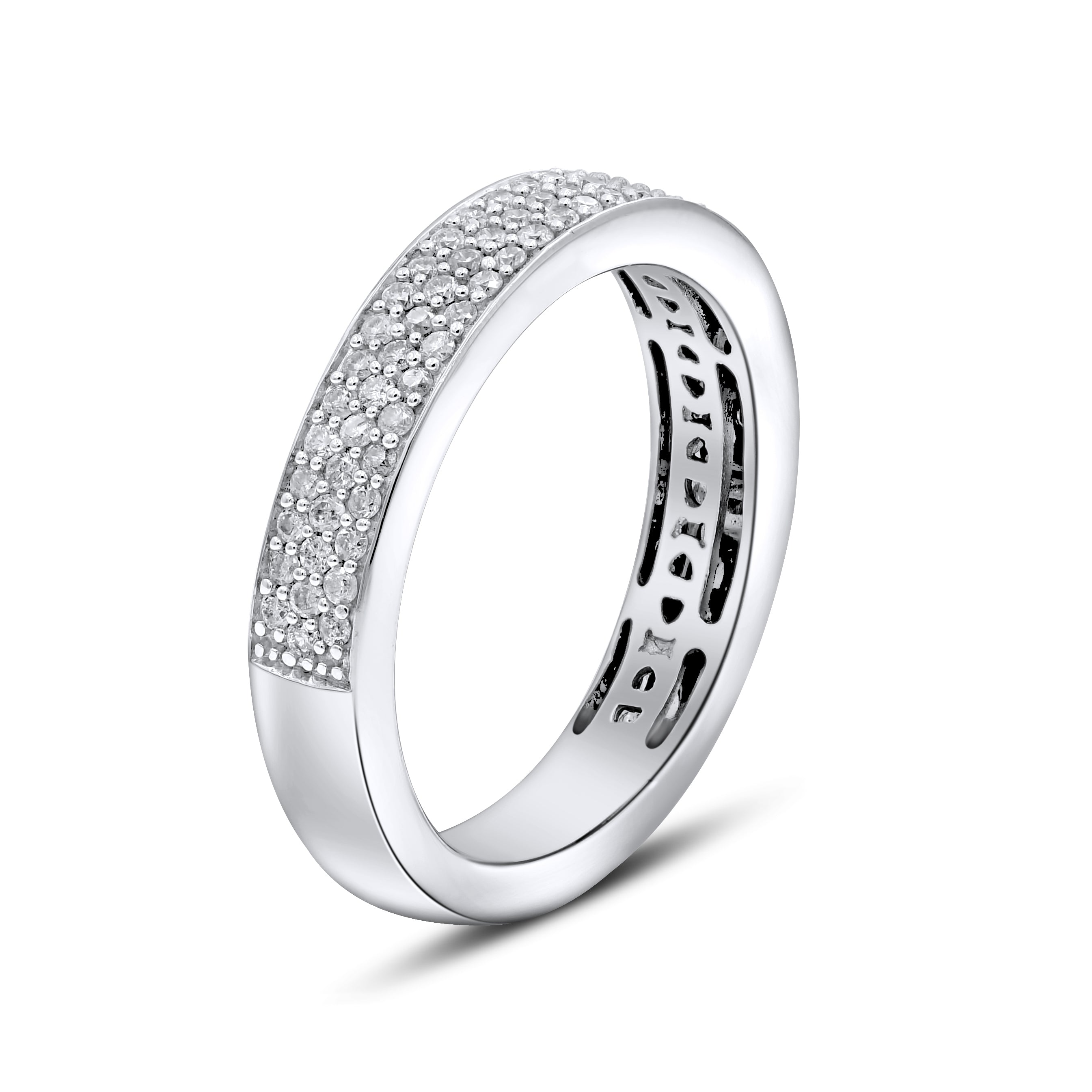 0.41 ct. Diamond 14K White Gold Three Row Eternity Ring