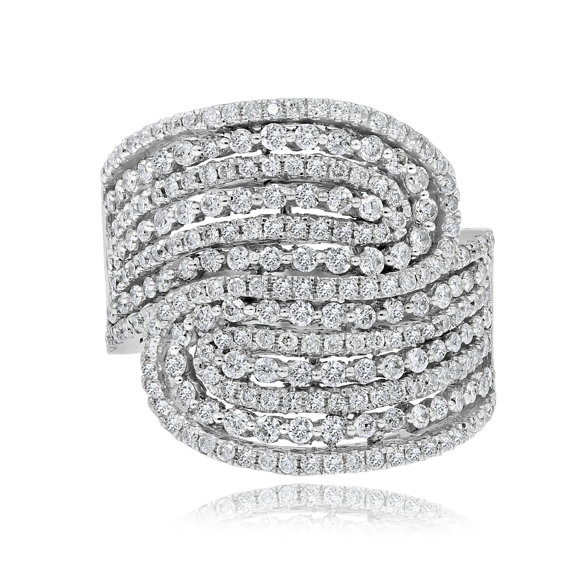 1.77 ct. Diamond 18K White Gold Multirow Statement Ring