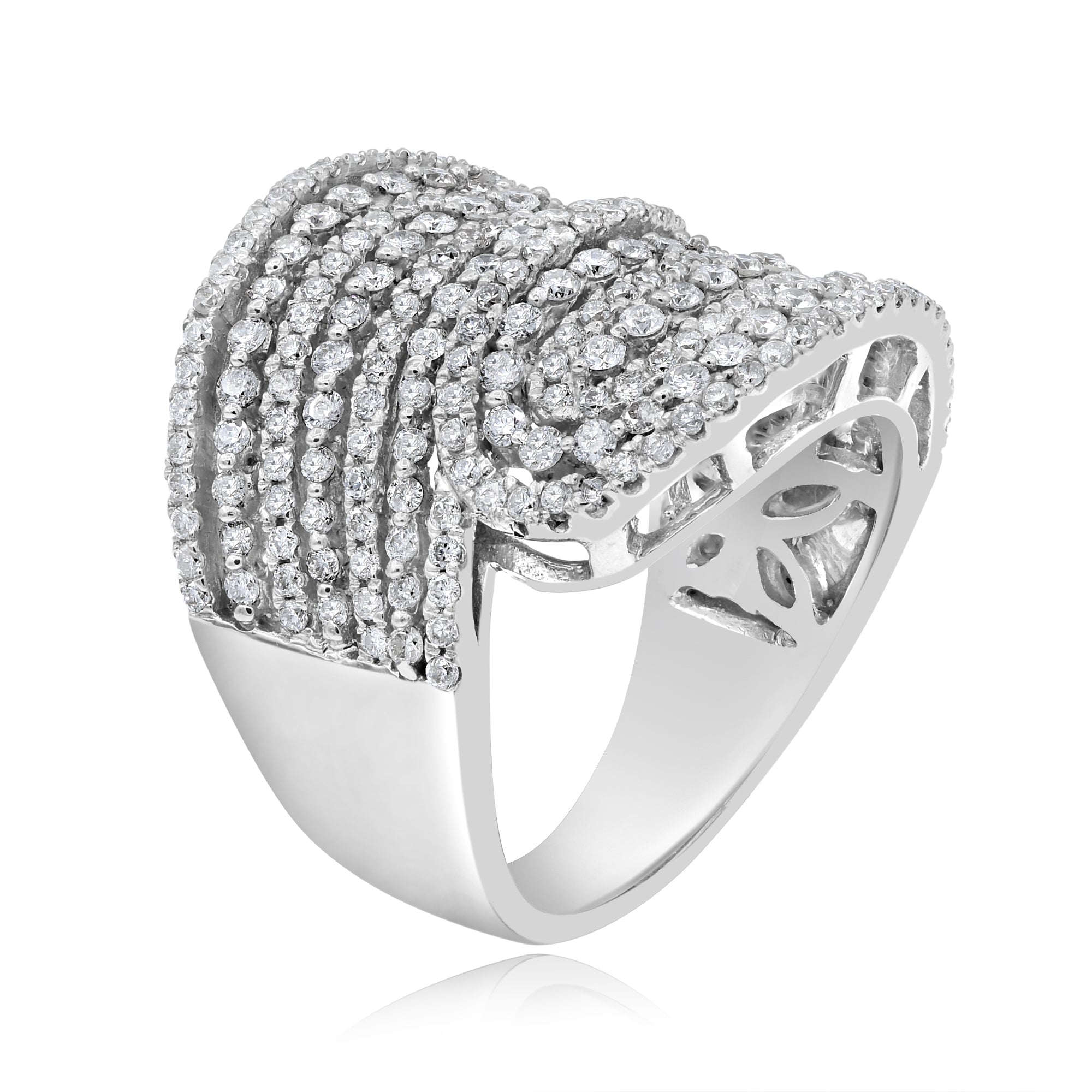 1.77 ct. Diamond 18K White Gold Multirow Statement Ring