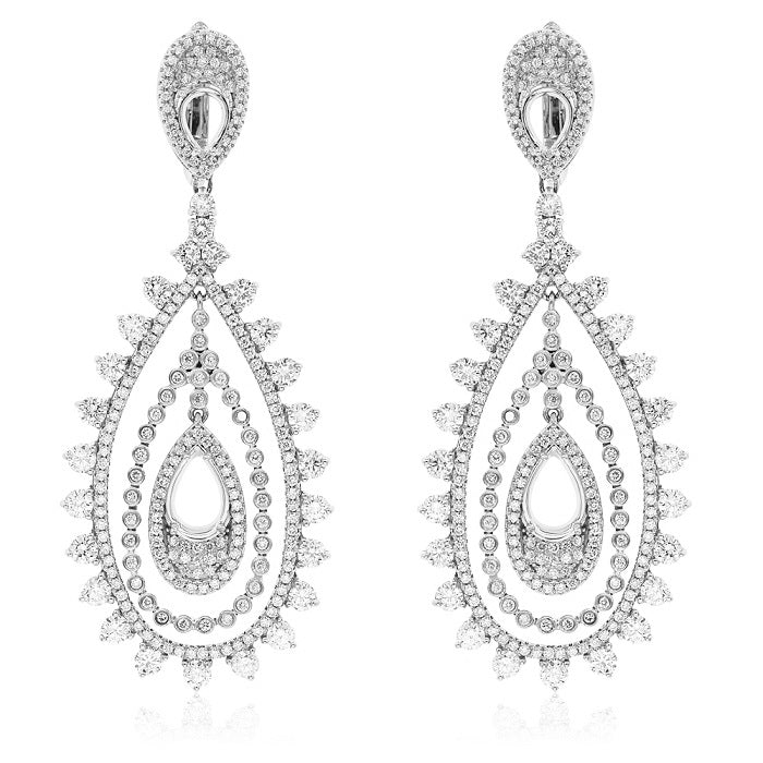 5.72 ct. Diamond 14K White Gold Double Teardrop Dangle Earrings