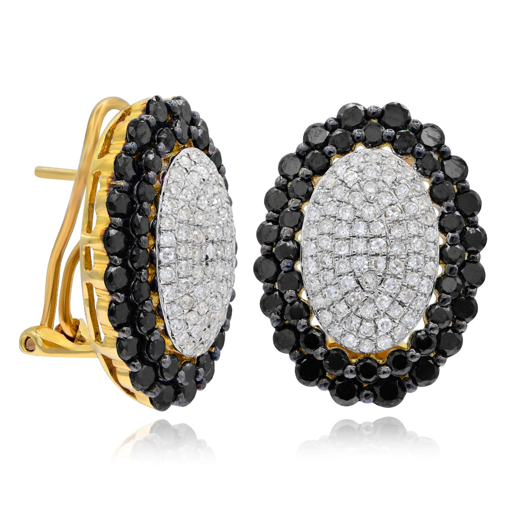 2.96 ct. Black & White Diamond 14K Yellow Gold Earrings