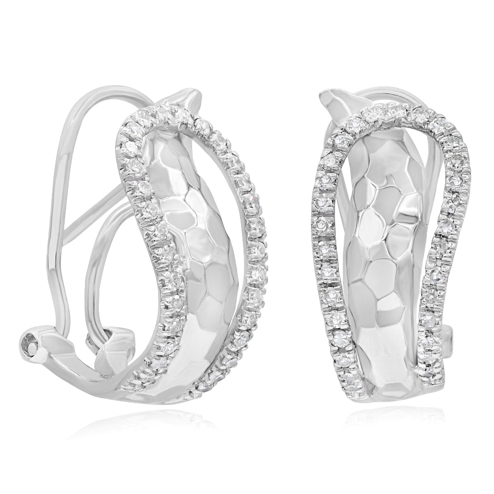 0.4 ct. Diamond 14K White Gold Textured Huggie Earrings