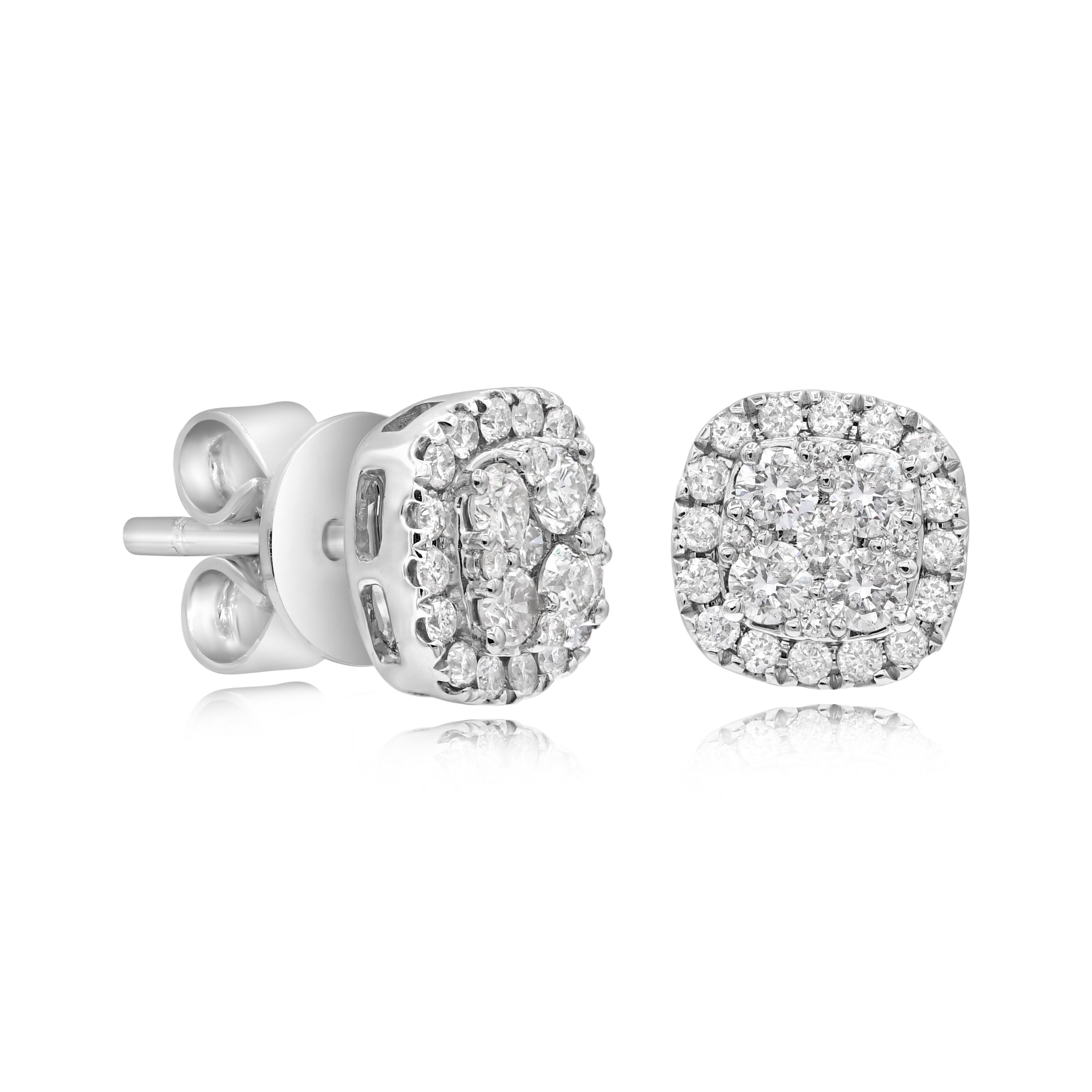 0.57 ct. Diamond 14K White Gold Square Stud Earrings