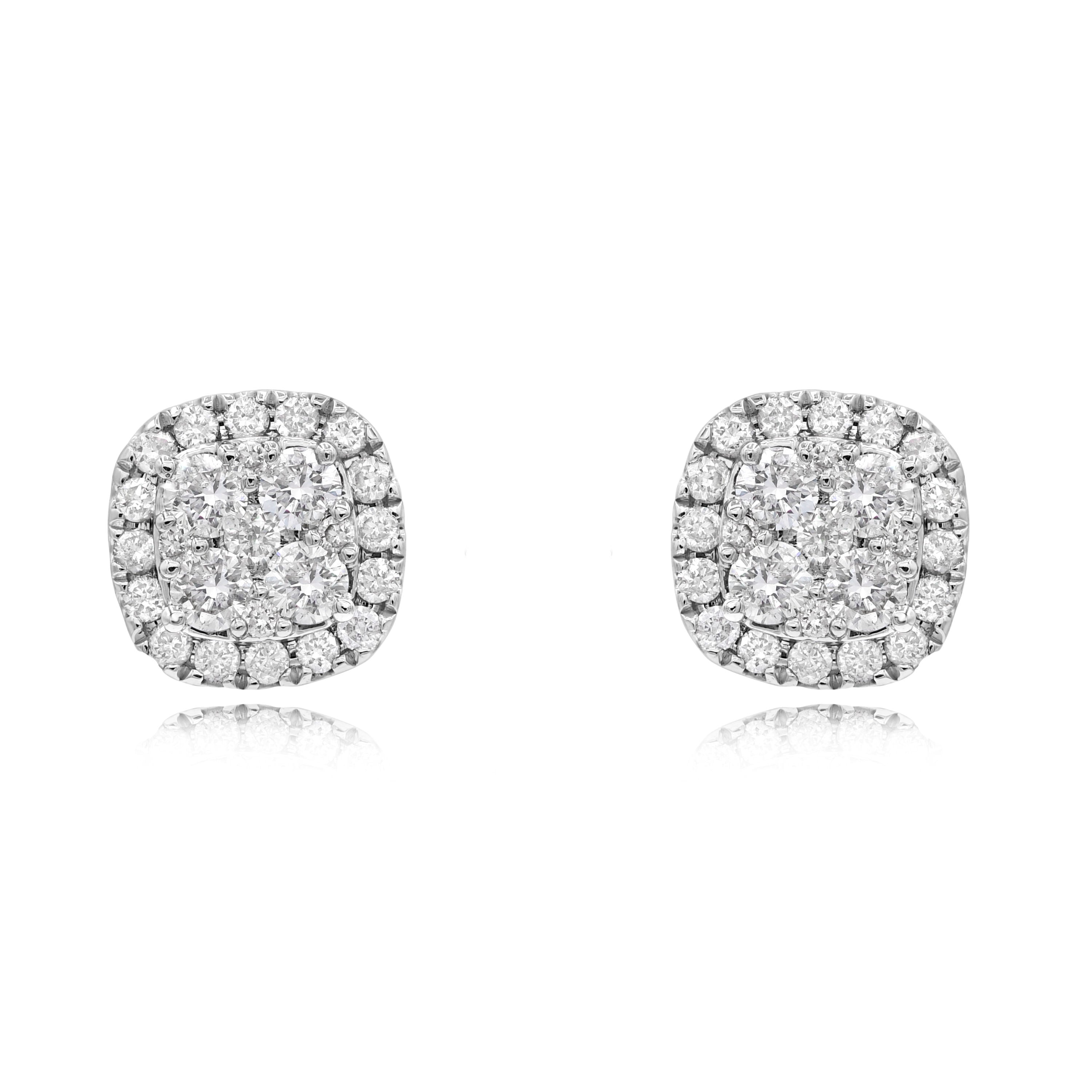 0.57 ct. Diamond 14K White Gold Square Stud Earrings