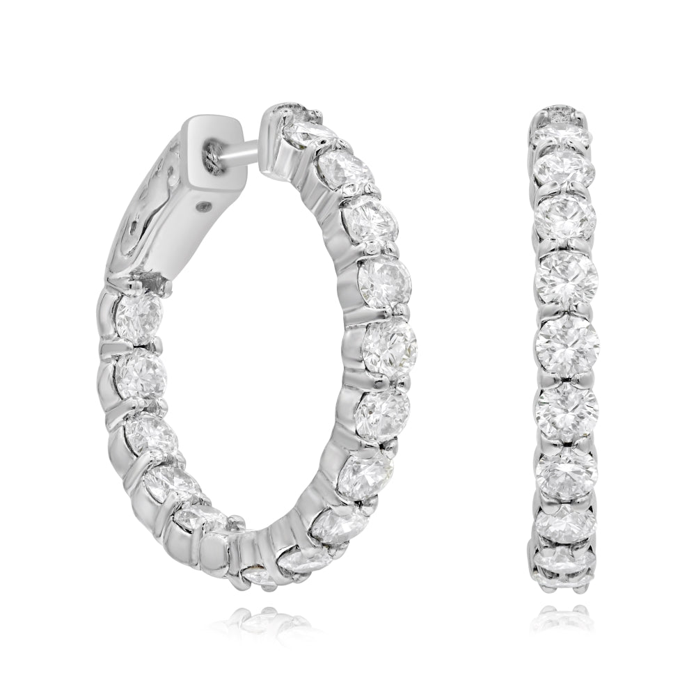 2.85 ct. Diamond 14K White Gold Hoop Earrings