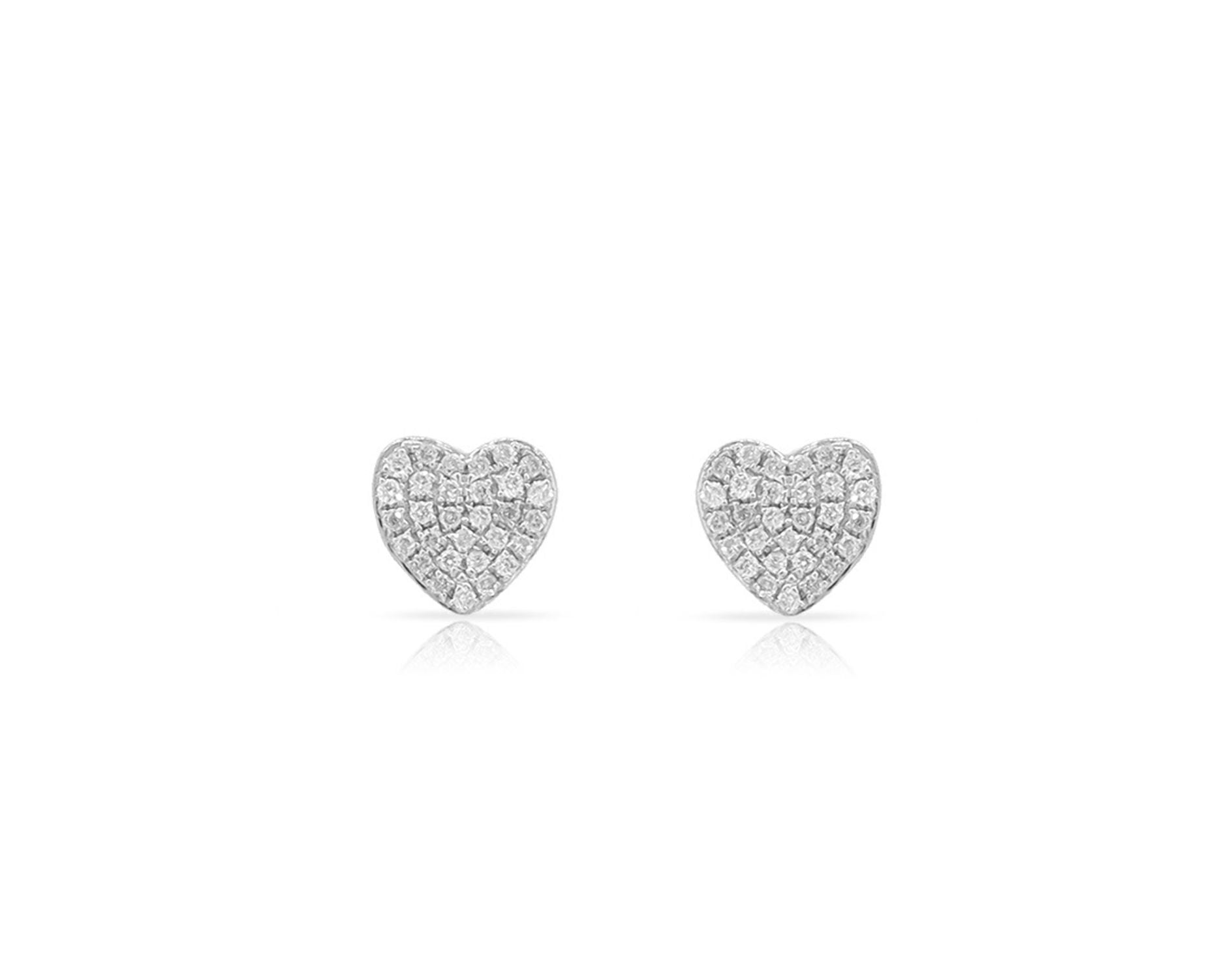 0.17 ct. Diamond 14K White Gold Heart Stud Earrings