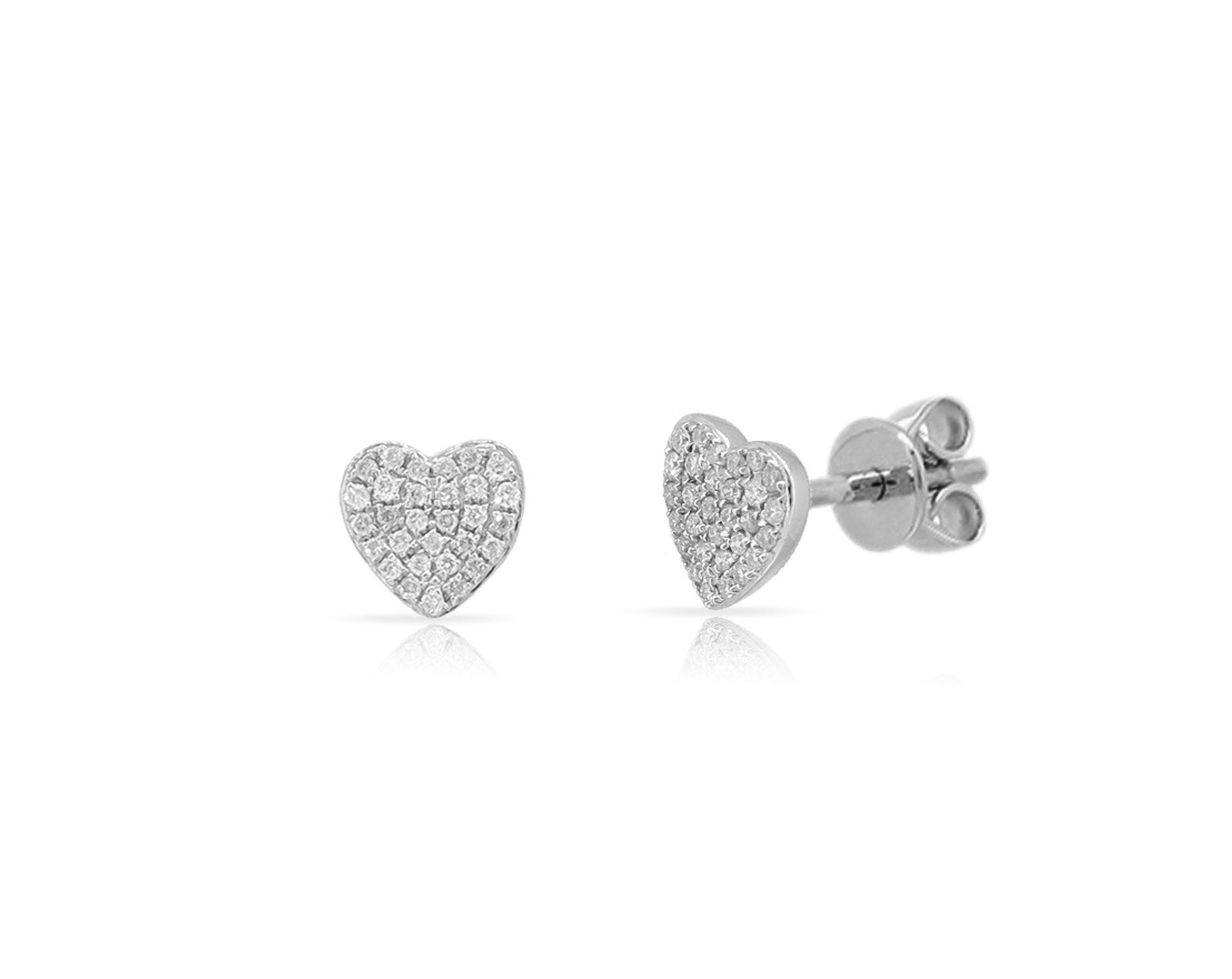 0.17 ct. Diamond 14K White Gold Heart Stud Earrings