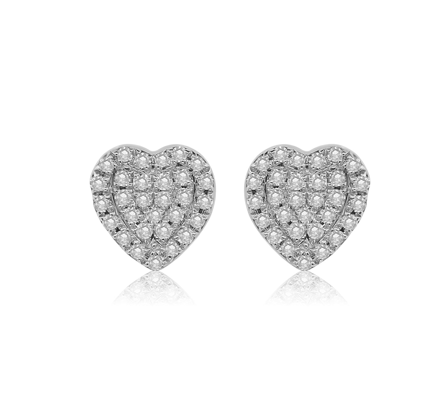 0.16 ct. Diamond 14K White Gold Heart Stud Earrings