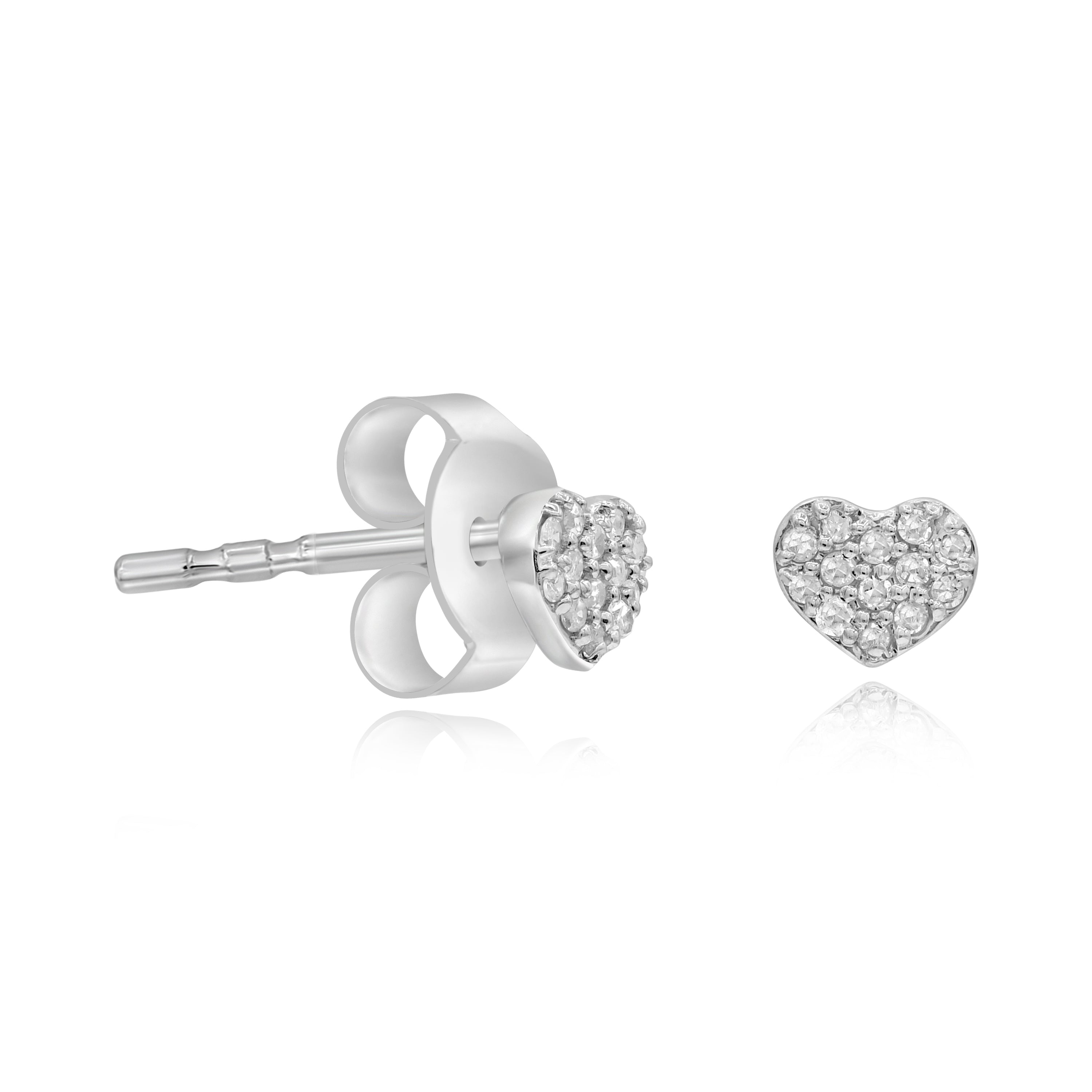 0.07 ct. Diamond 14K White Gold Heart Stud Earrings