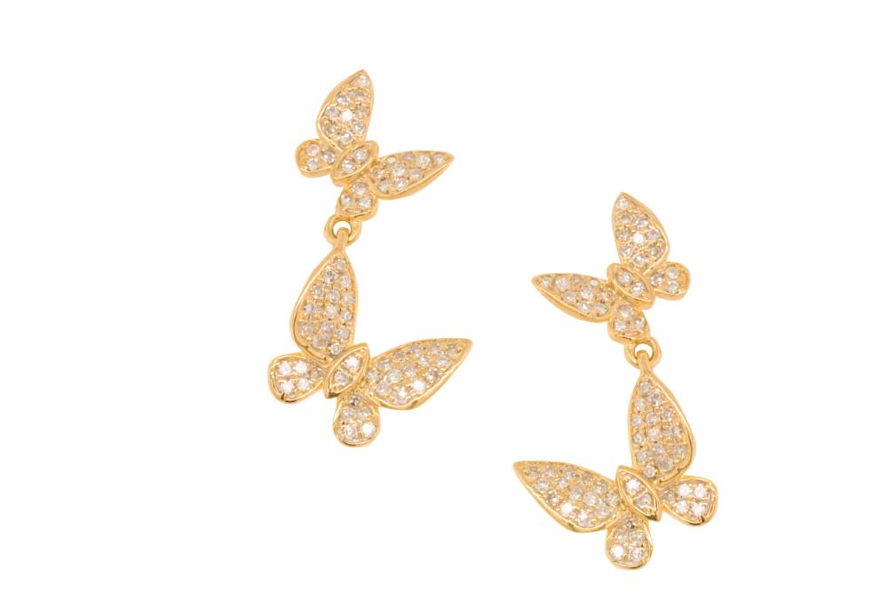 0.34 ct. Diamond 14K Yellow Gold Butterfly Earrrings