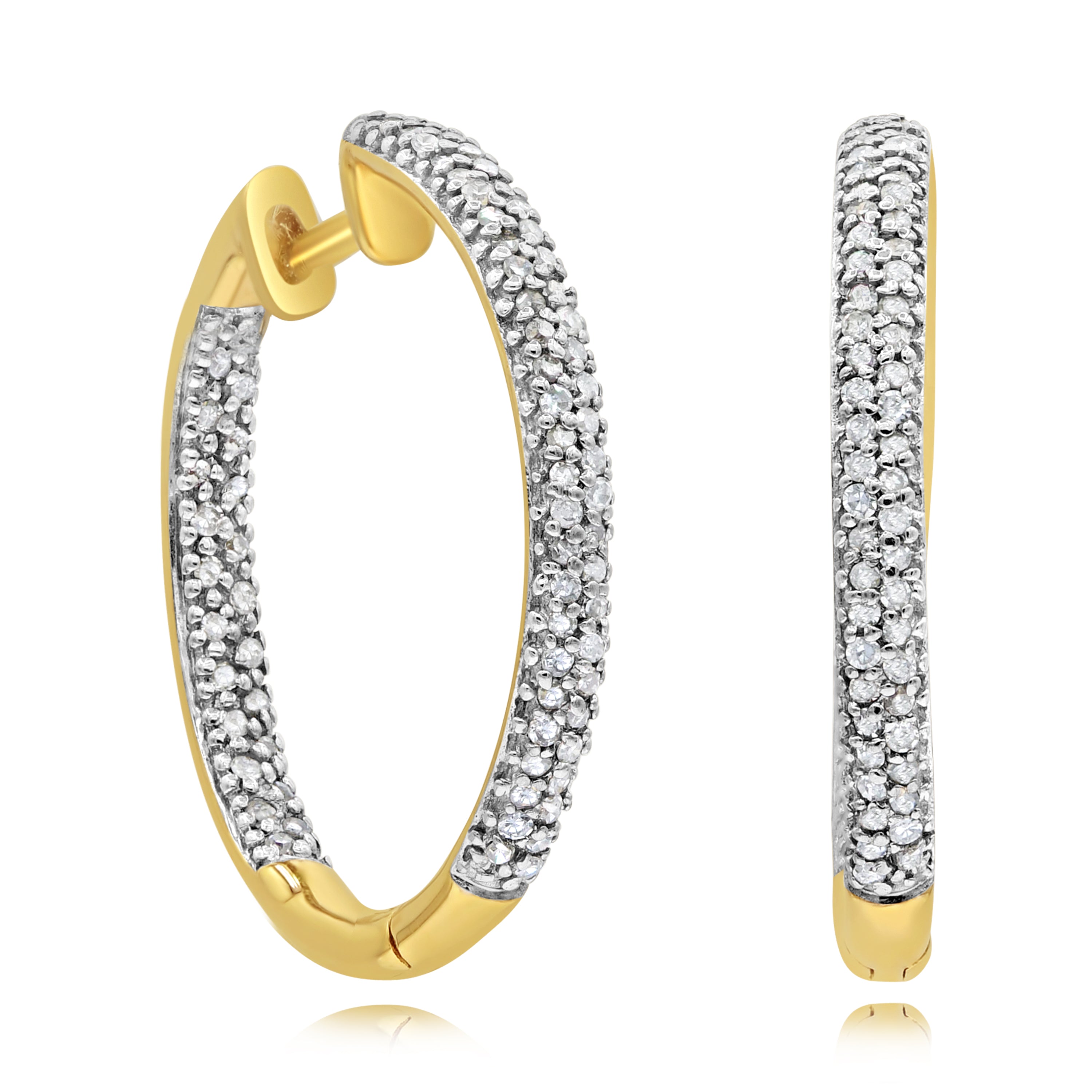 0.47 ct. Diamond 14K Yellow Gold Hoop Earrings