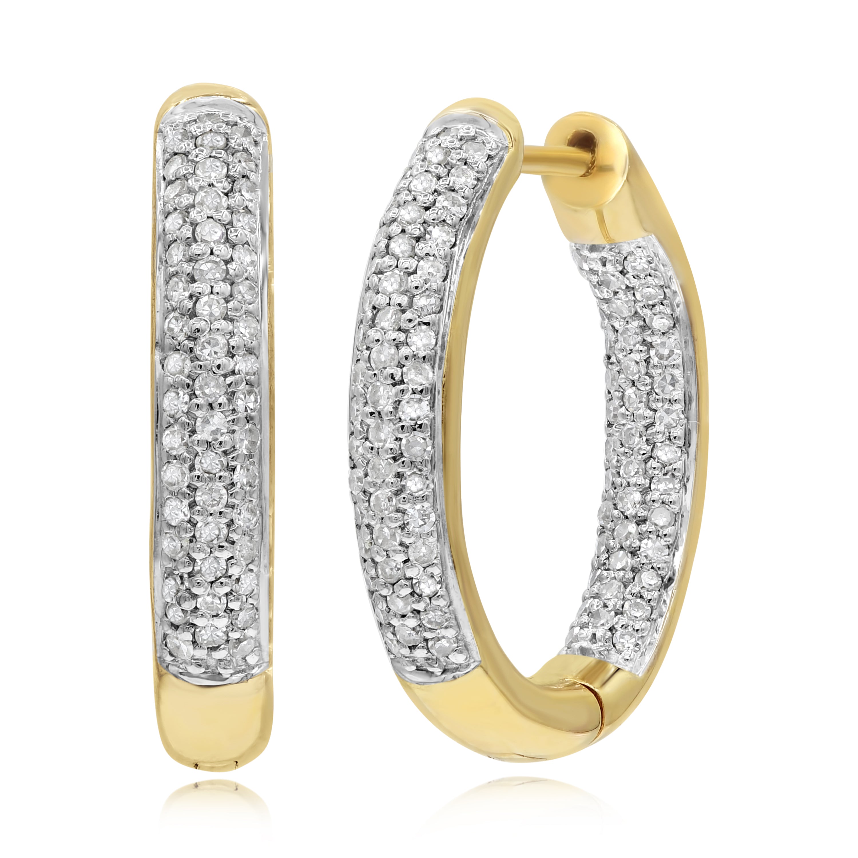 0.48 ct. Diamond 14K Yellow Gold Multi-Pave Hoop Earrings