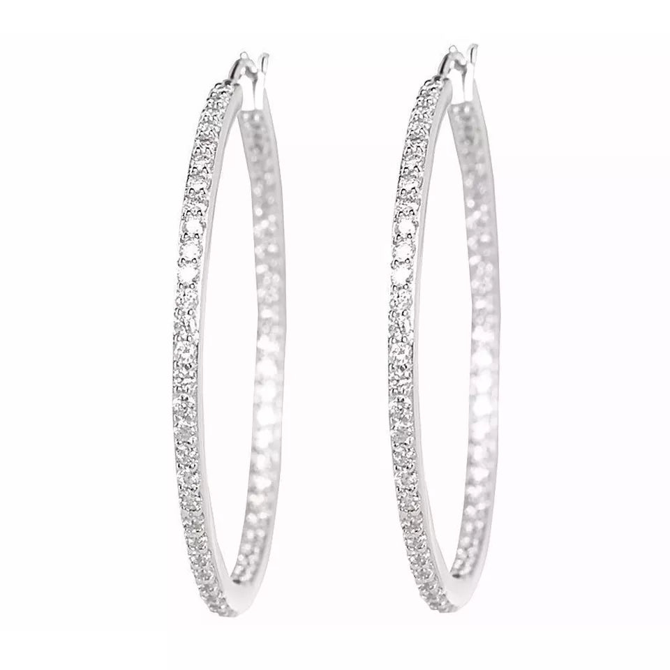 0.52 ct. Diamond 14K White Gold Hoop Earrings