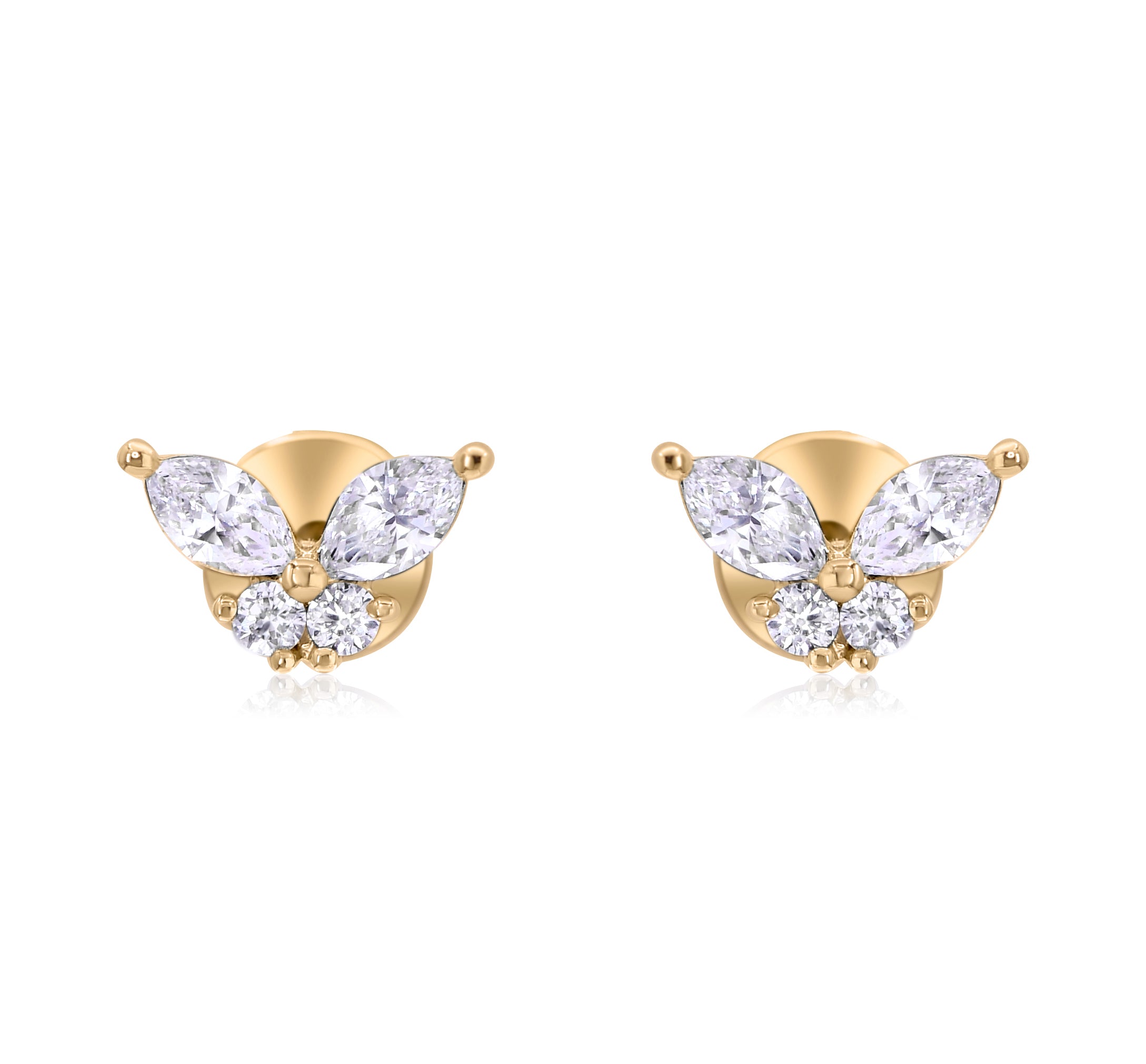 0.31 ct. Diamond 14K Yellow Gold Butterfly Stud Earrings