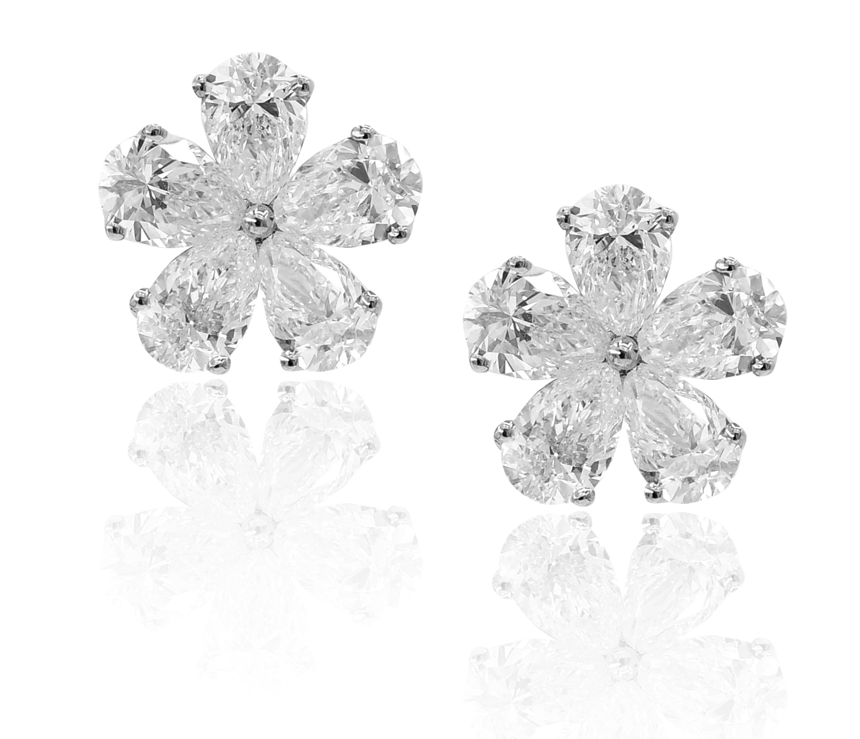 1.93 ct. Diamond 18K White Gold Floret Stud Earrings