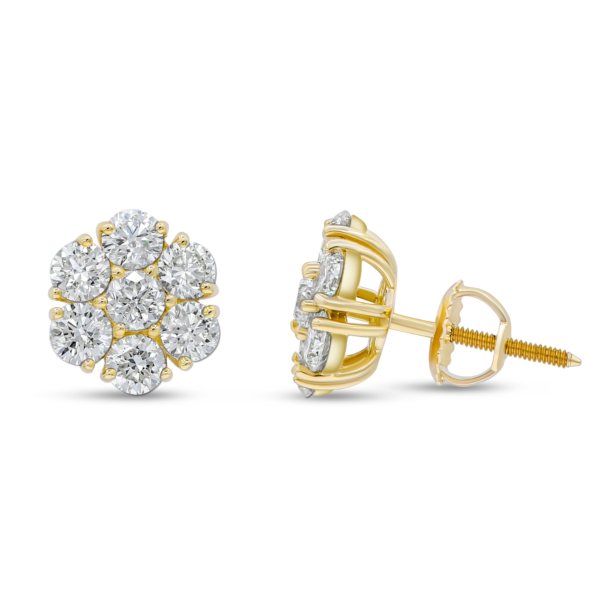 1.27 ct. Diamond 14K Yellow Gold Floret Stud Earrings