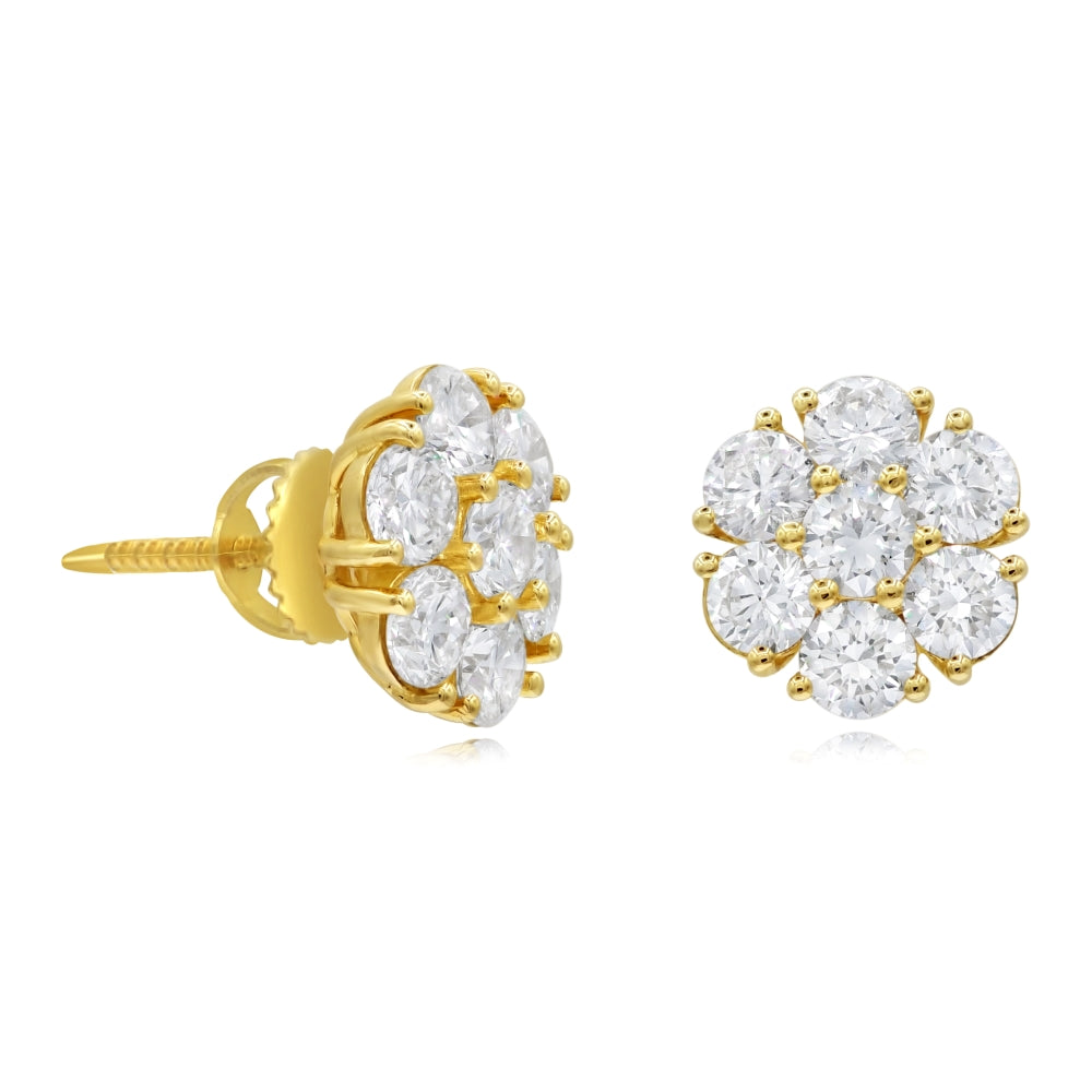 2.71 ct. Lab-Grown Diamond 14K Yellow Gold Floret Stud Earrings