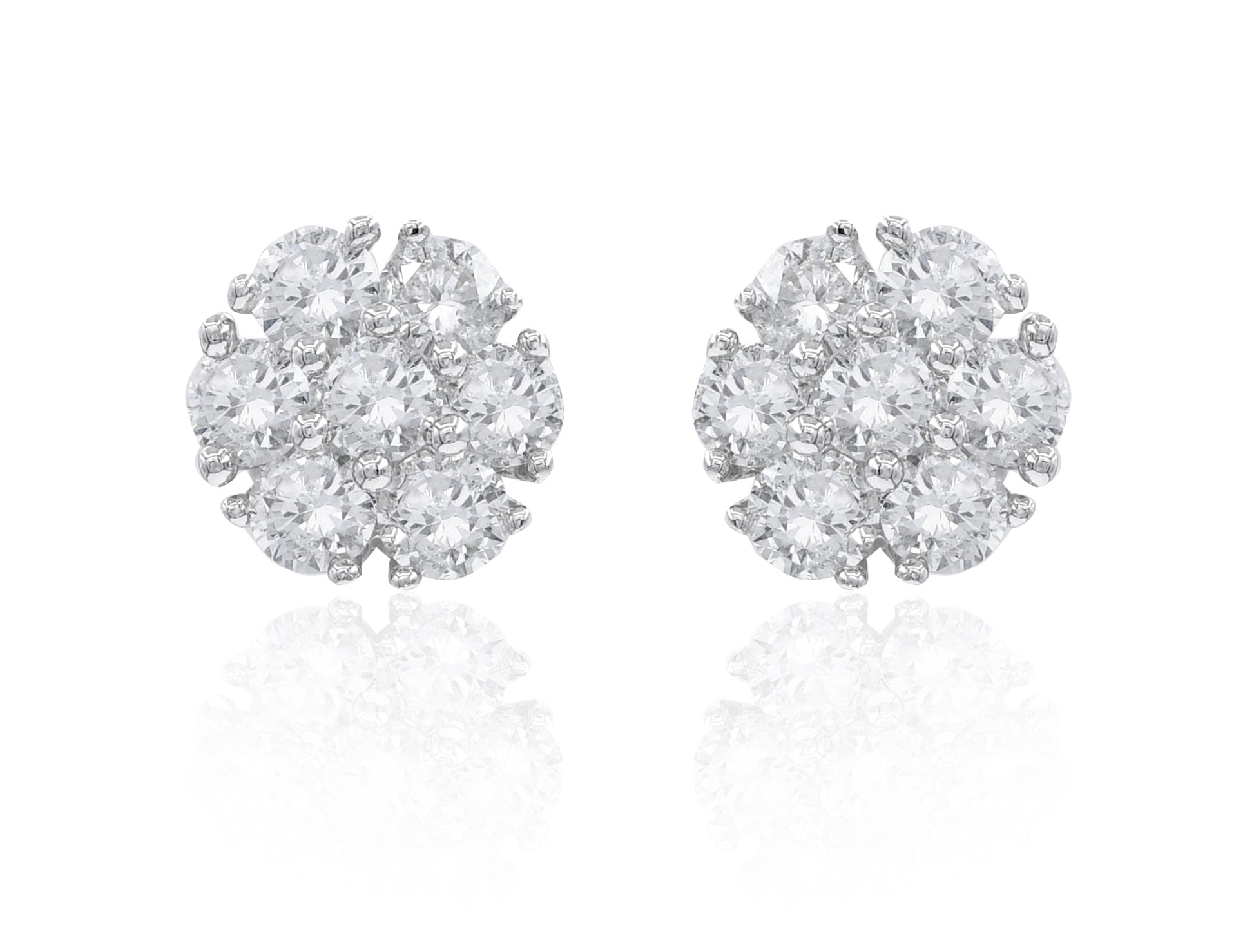 0.77 ct. Diamond 14K White Gold Floret Cluster Stud Earrings