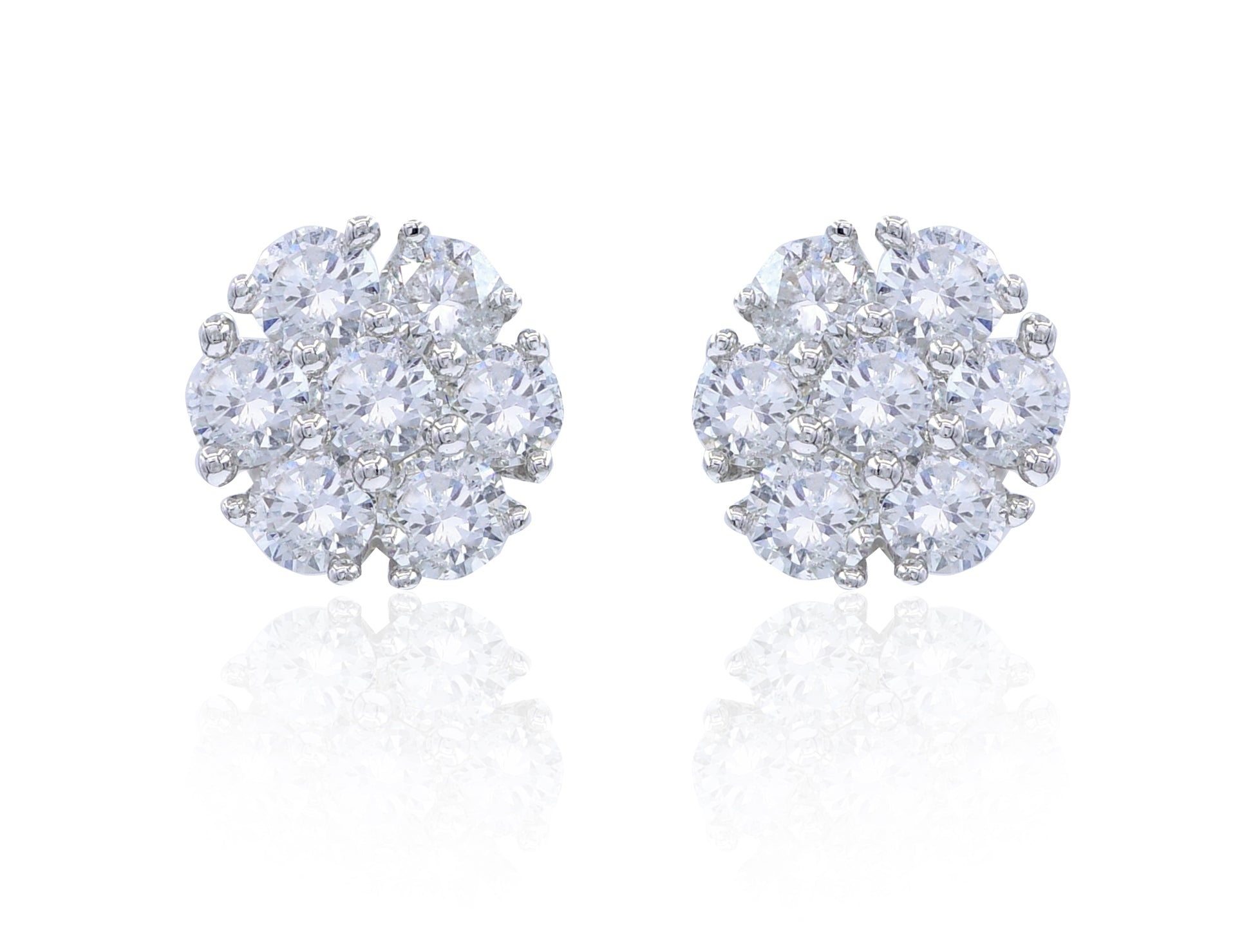 0.77 ct. Diamond 14K White Gold Floret Cluster Stud Earrings