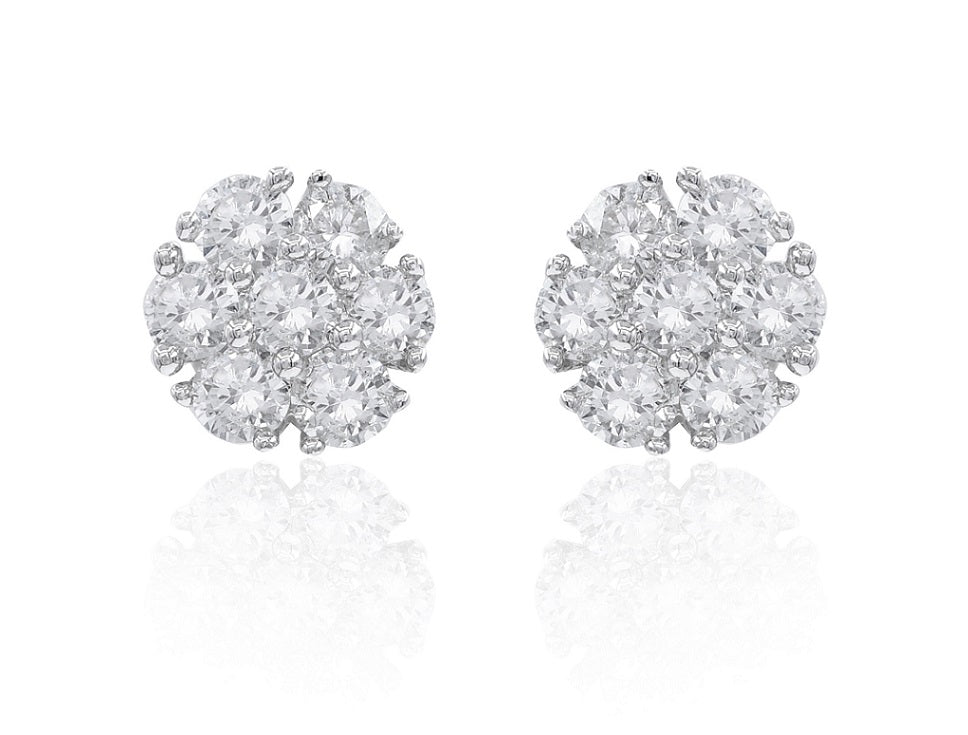 0.76 ct. Diamond 14K White Gold Floret Stud Earrings