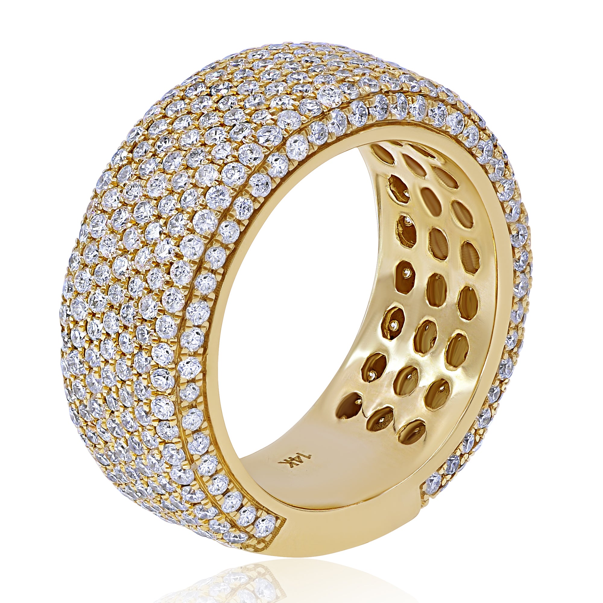 4.6 ct. Diamond 14K Yellow Gold Multi-Row Pavé Band