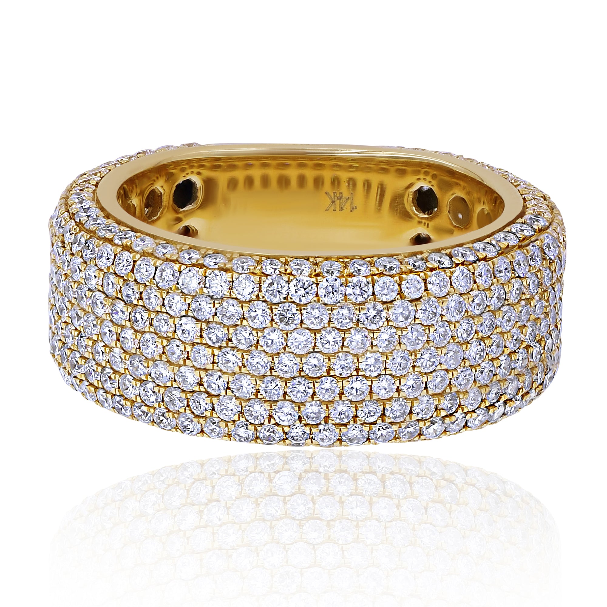 4.6 ct. Diamond 14K Yellow Gold Multi-Row Pavé Band