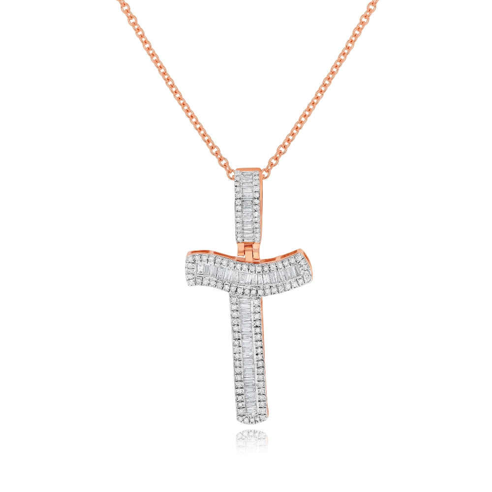 0.47 ct. Diamond 14K Rose Gold 'T' Initial Pendant