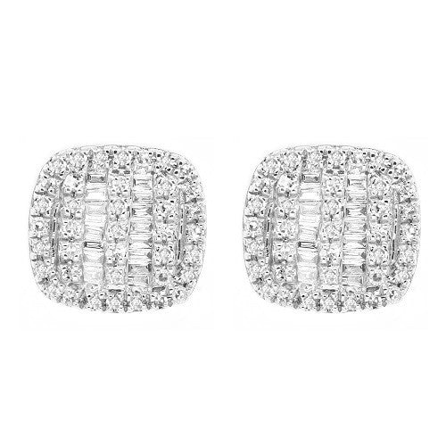 0.31 ct. Diamond 14K White Gold Cushion Baguette Earrings