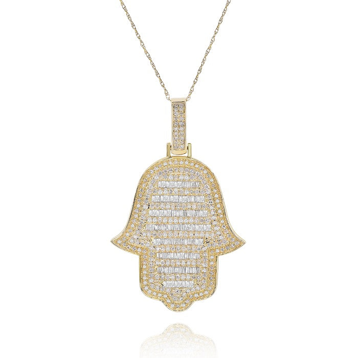 1.88 ct. Diamond 14K Yellow Gold Hamsa Charm Pendant