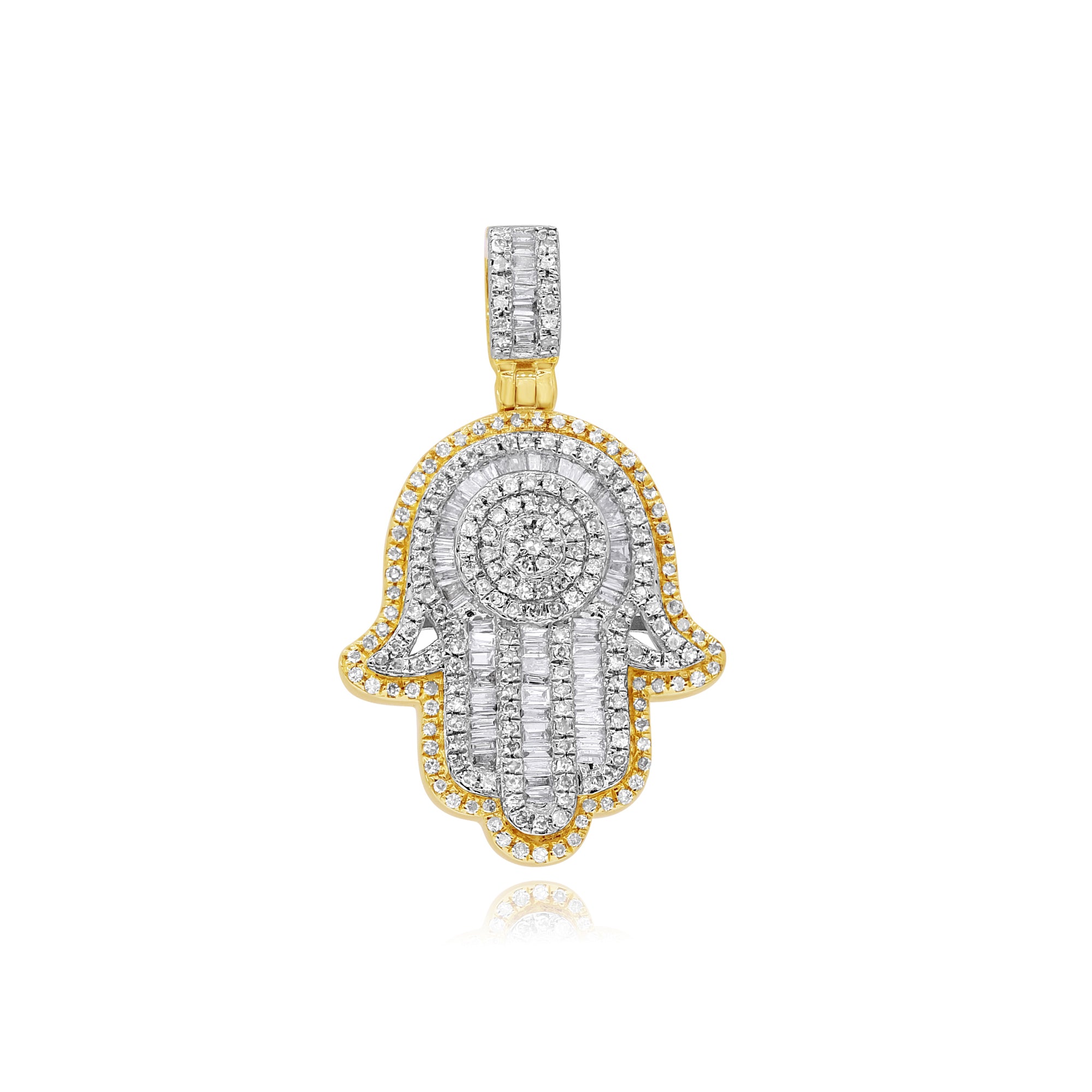 0.9 ct. Diamond 14K Two Tone Gold Hamsa Charm Pendant