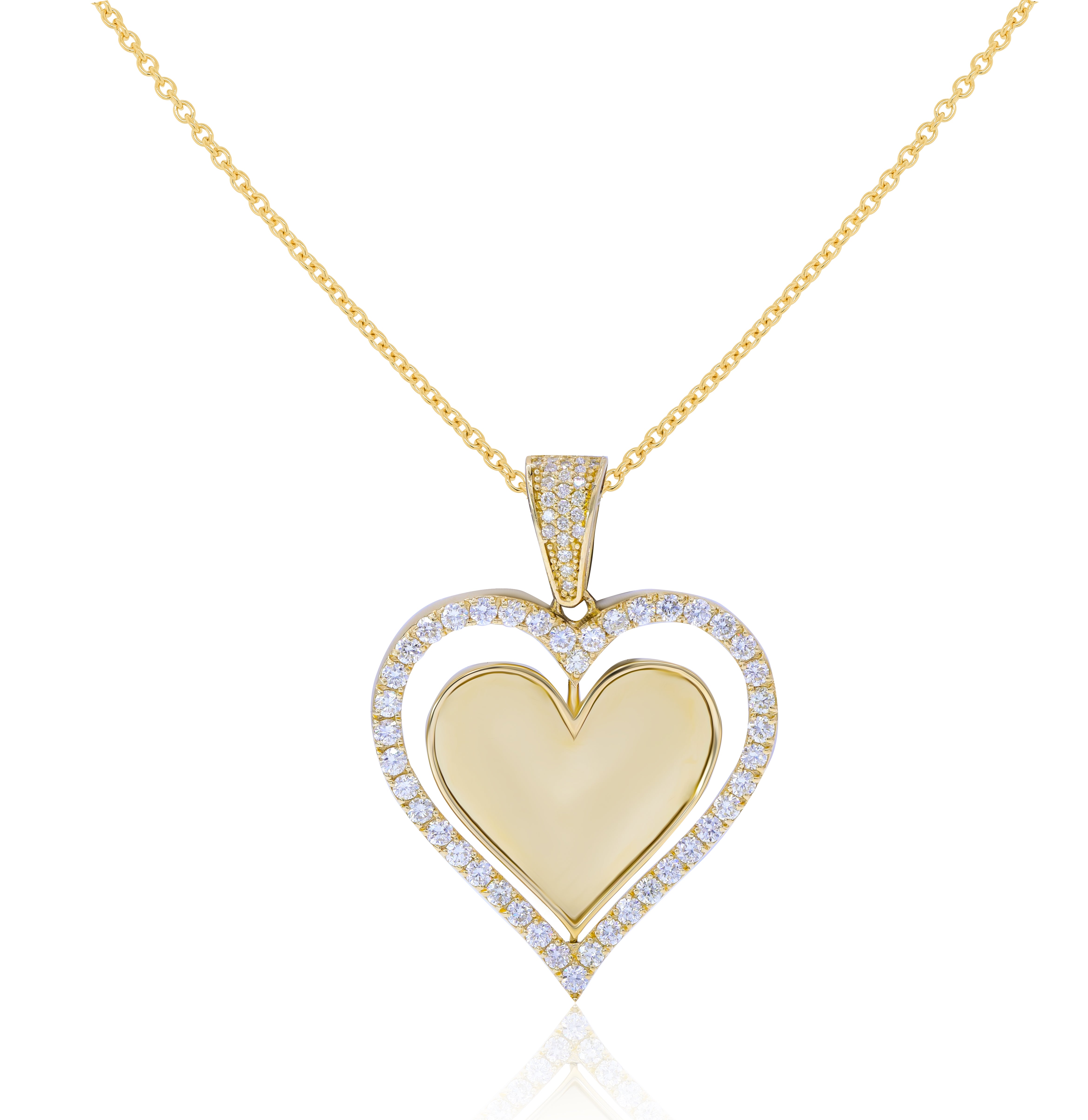 1.54 ct. Diamond 14K Yellow Gold Heart Pendant