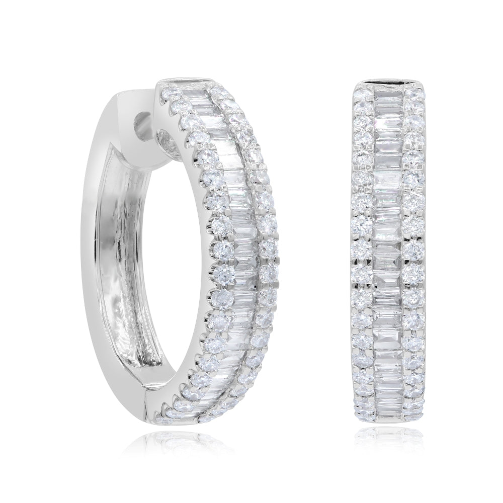 0.93 ct. Diamond 14K White Gold Hoop Earrings