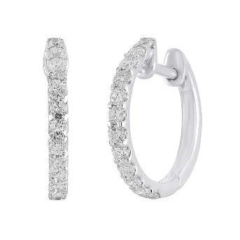 0.52 ct. Diamond 14K White Gold Hoop Earrings