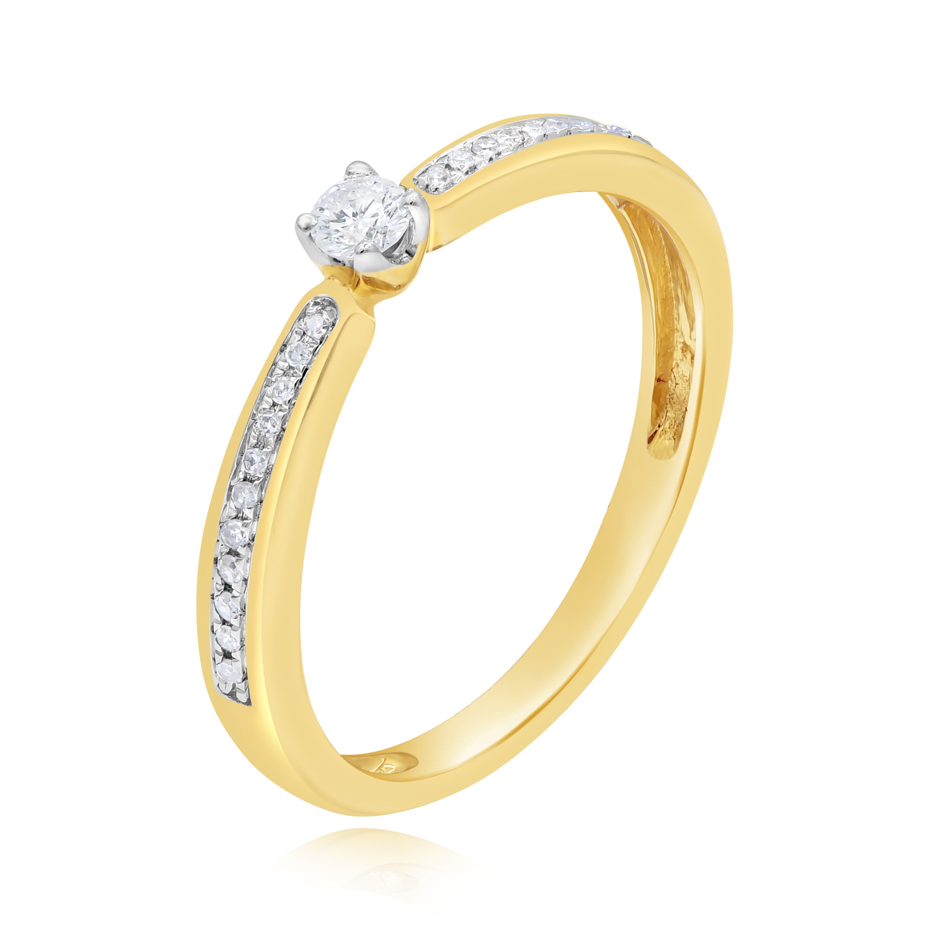 0.15 ct. Diamond 14K Yellow Gold Pinched Shank Promise Ring