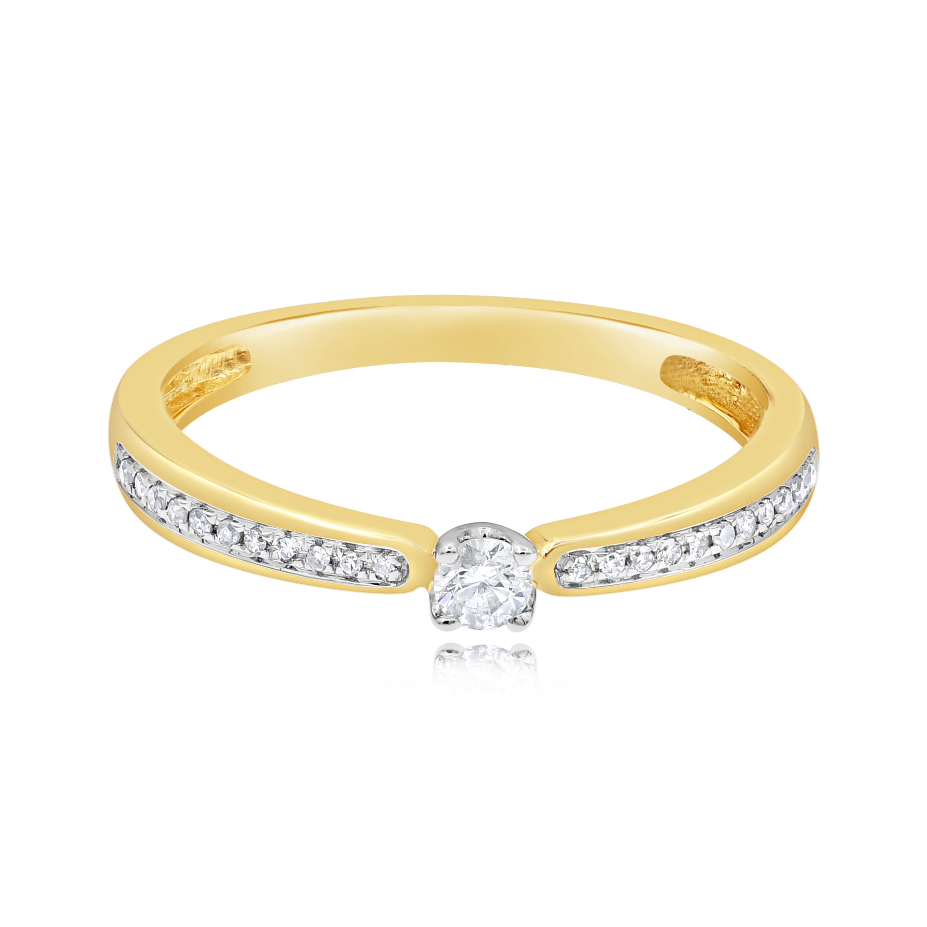 0.15 ct. Diamond 14K Yellow Gold Pinched Shank Promise Ring