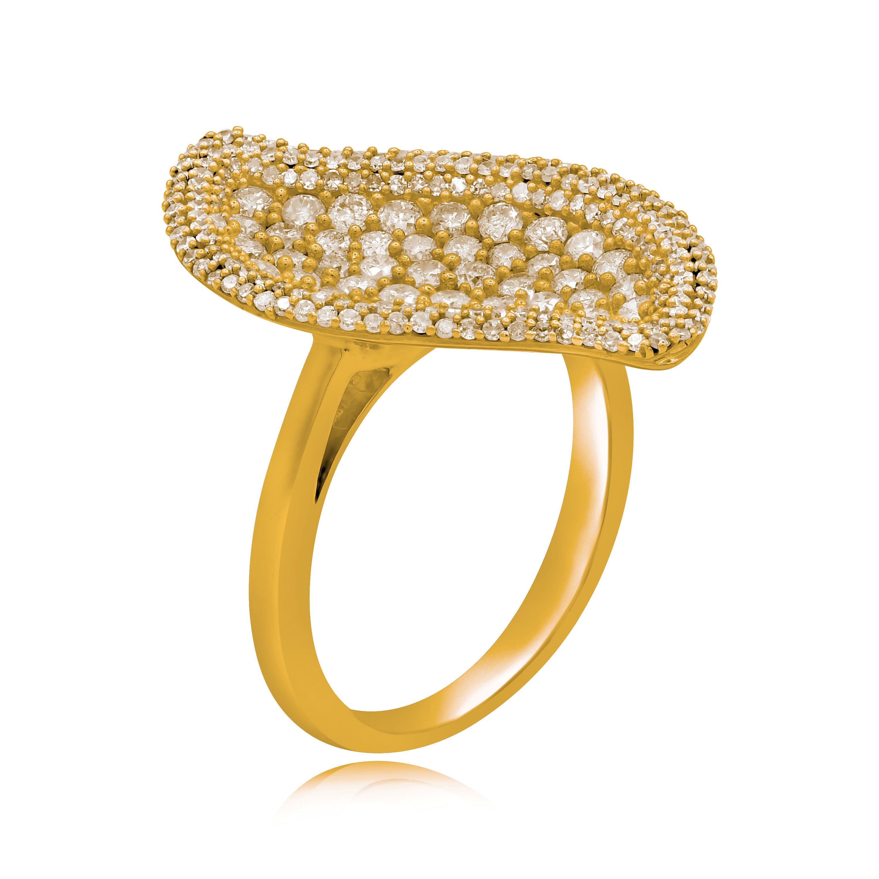 1.46 ct. Diamond 14K Yellow Gold Leaf Ring