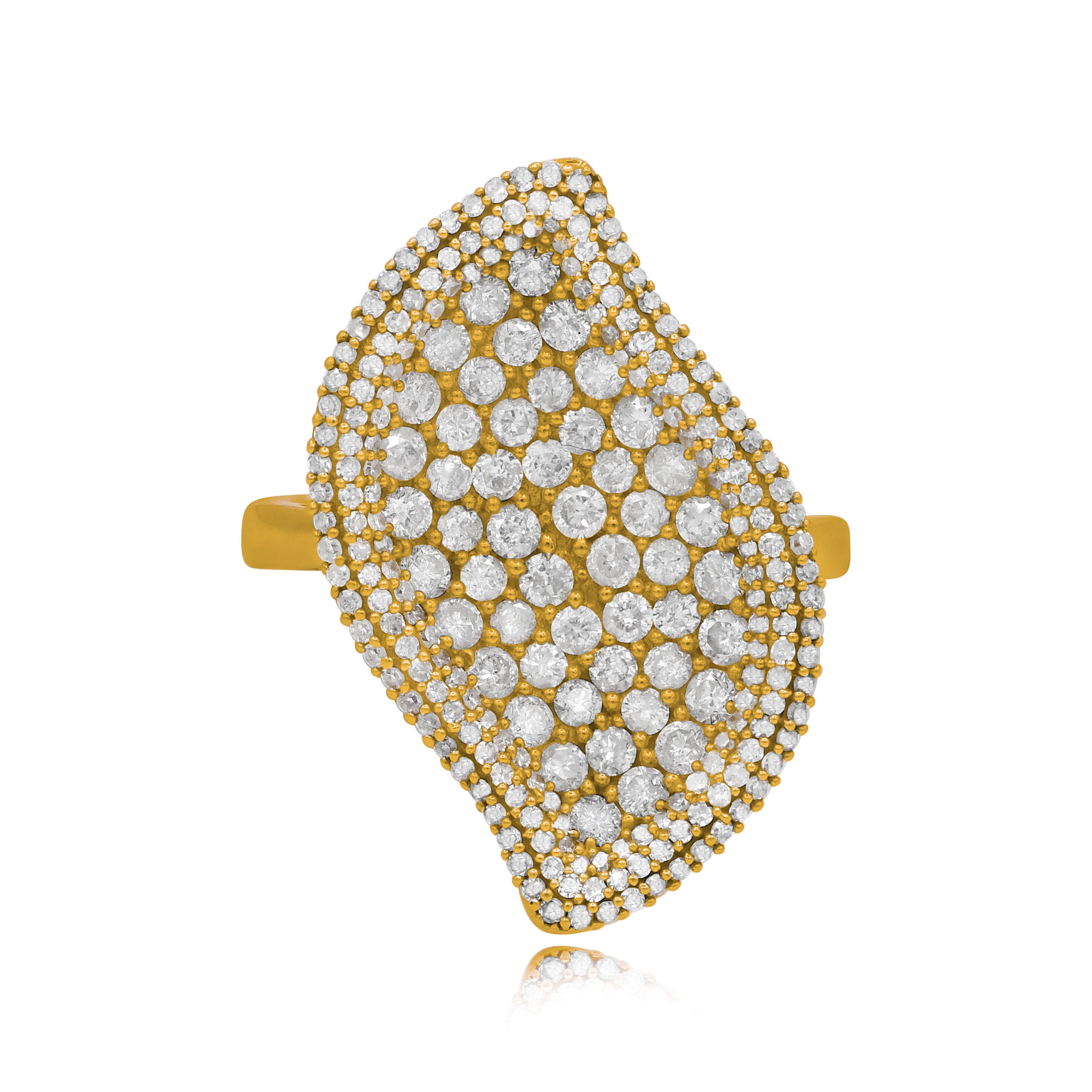 1.46 ct. Diamond 14K Yellow Gold Leaf Ring