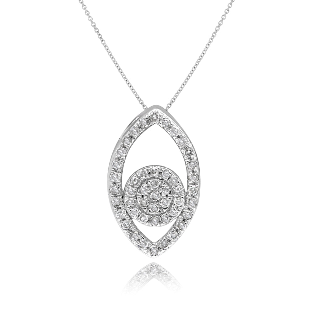 0.15 ct. Diamond 14K White Gold Open Marquise Halo Slide Pendant