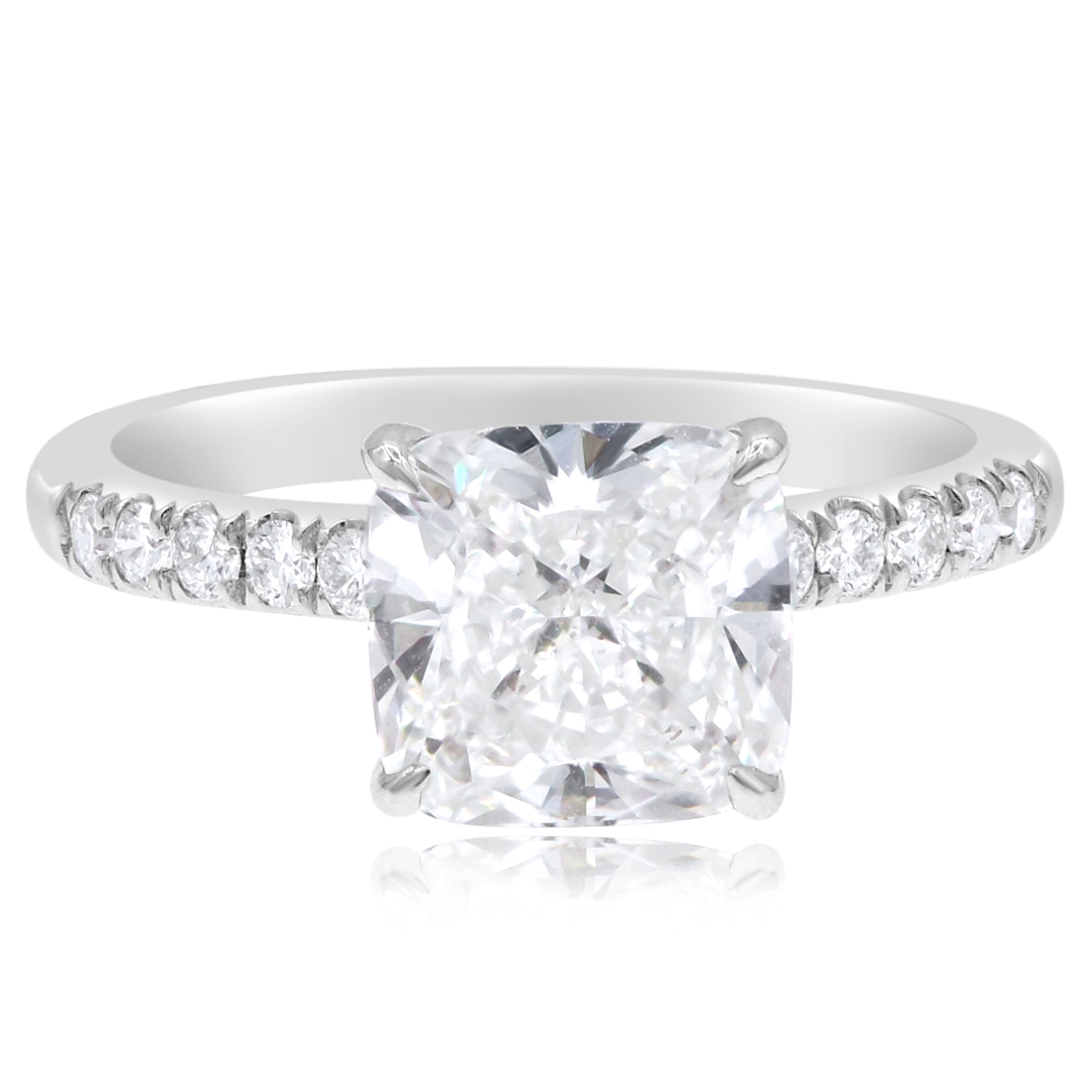 3.52 ct. Lab-Grown Diamond 14K White Gold Cushion Classic Hidden Halo Pave Ring