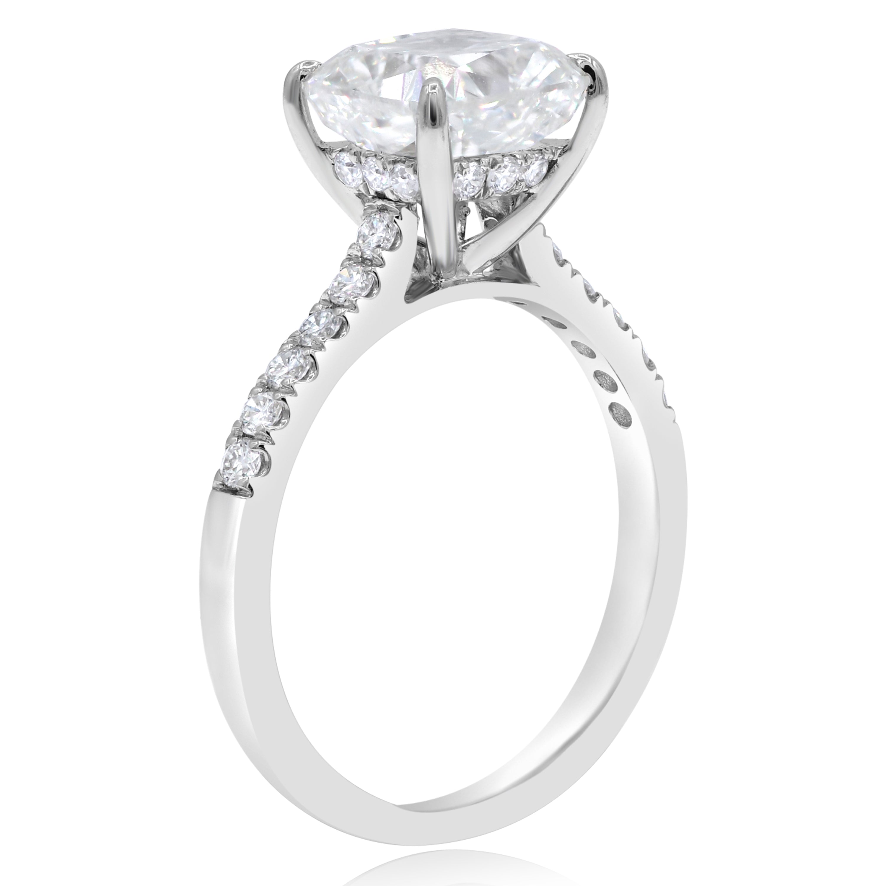 3.52 ct. Lab-Grown Diamond 14K White Gold Cushion Classic Hidden Halo Pave Ring