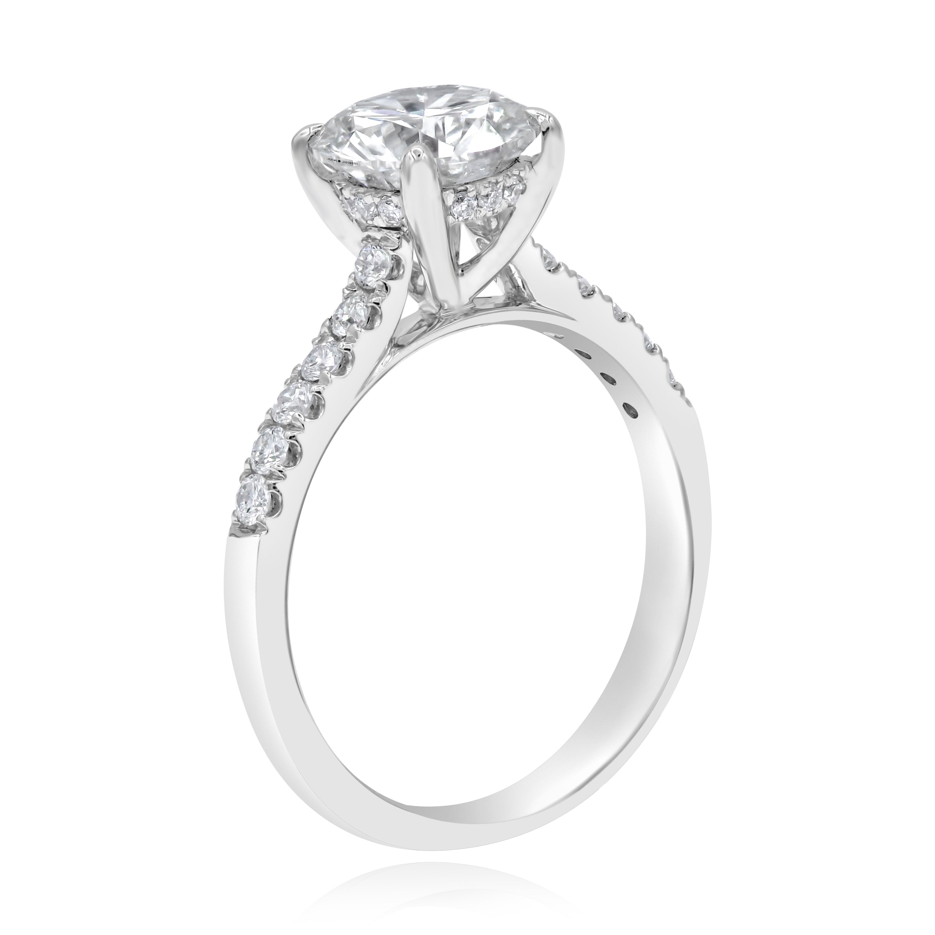 2.41 ct. Lab-Grown Diamond 14K White Gold Round Classic Hidden Halo Pave Ring