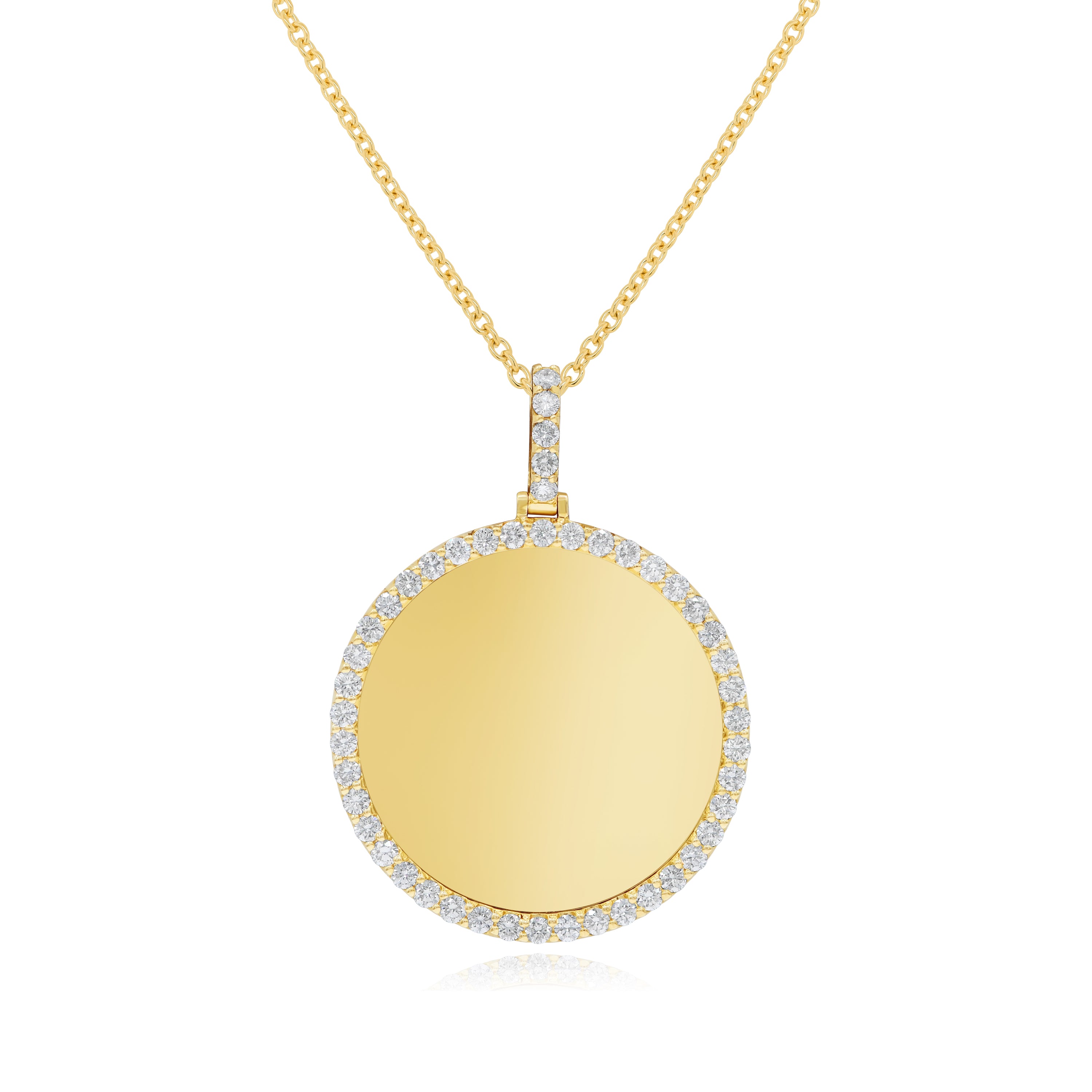 1 ct. Diamond 14K Yellow Gold Stone-Set Round Medallion Memorial Picture Pendant